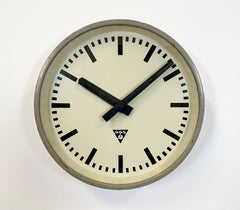 Grey Industrial Factory Wall Clock from Pragotron, 1960s