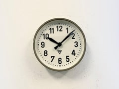 Grey Industrial Factory Wall Clock from Pragotron, 1960s
