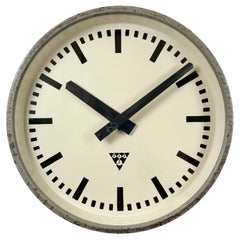 Used Grey Industrial Factory Wall Clock from Pragotron, 1960s
