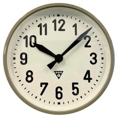 Used Grey Industrial Factory Wall Clock from Pragotron, 1960s