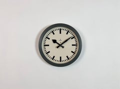 Grey Industrial Factory Wall Clock from Siemens, 1950s