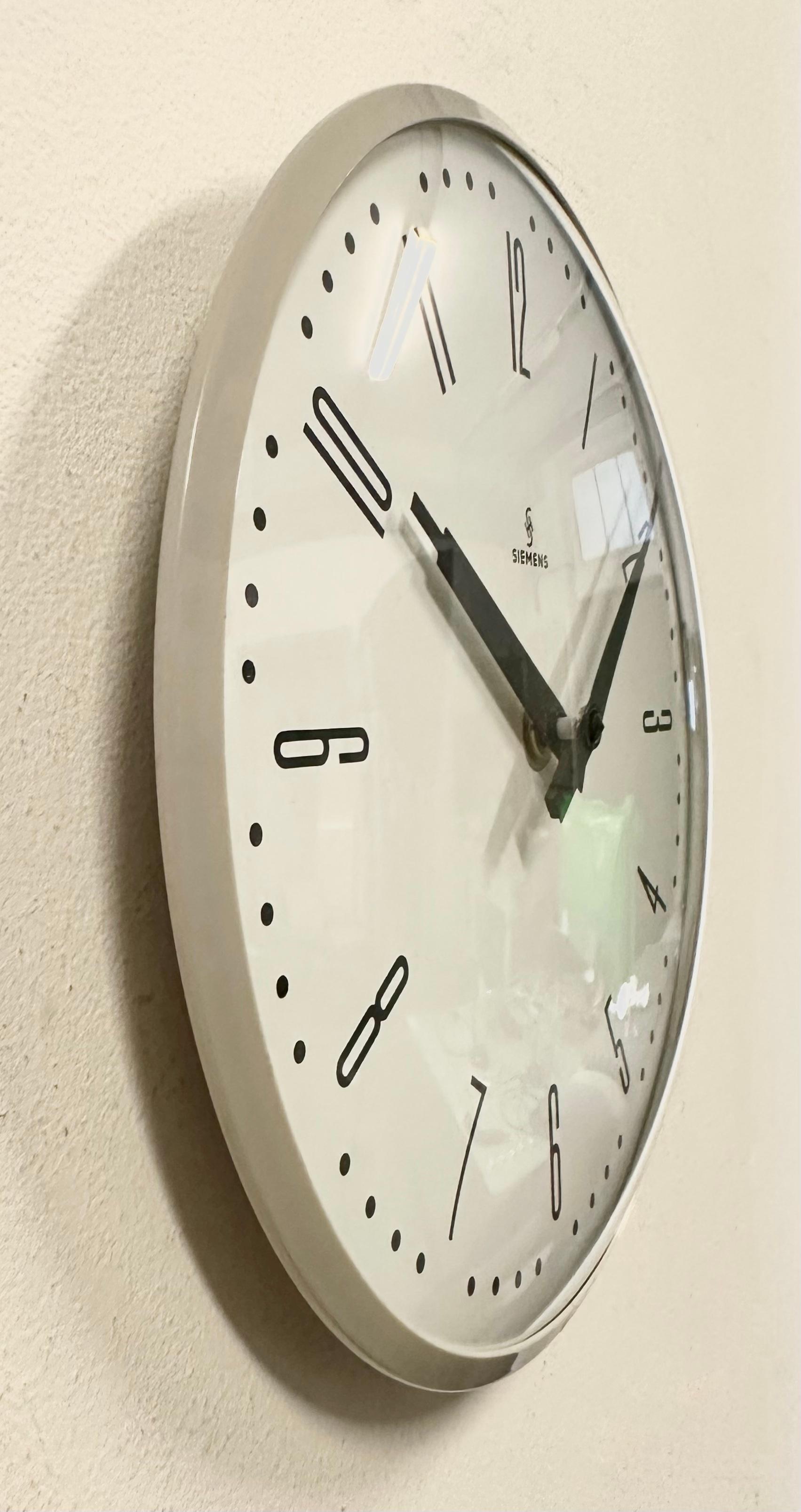 Late 20th Century Grey Industrial Factory Wall Clock from Siemens, 1970s