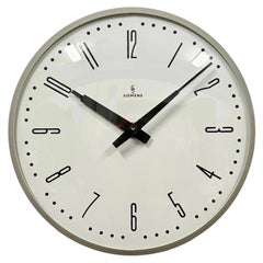 Grey Industrial Factory Wall Clock from Siemens, 1970s