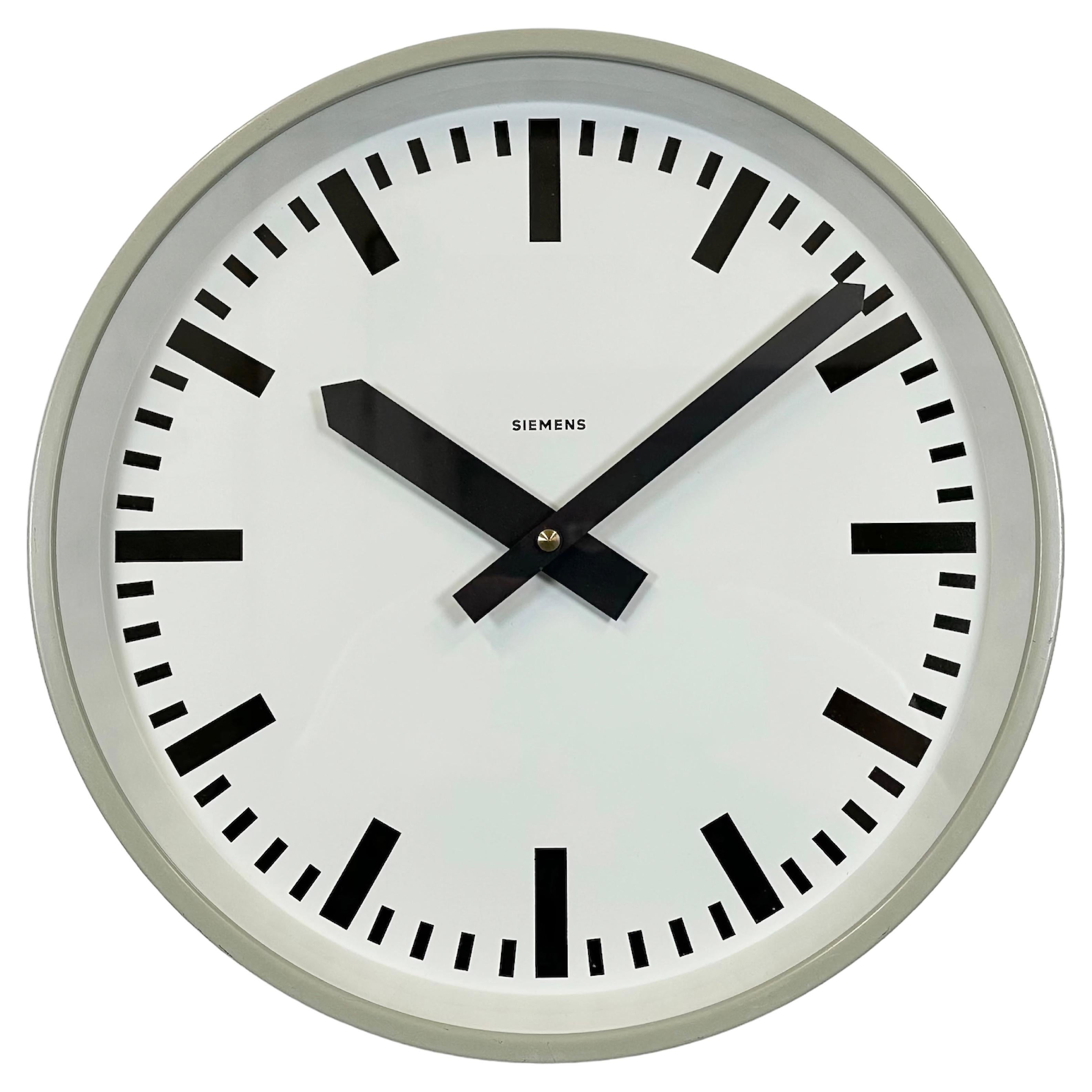 Grey Industrial Factory Wall Clock from Siemens, 1970s For Sale
