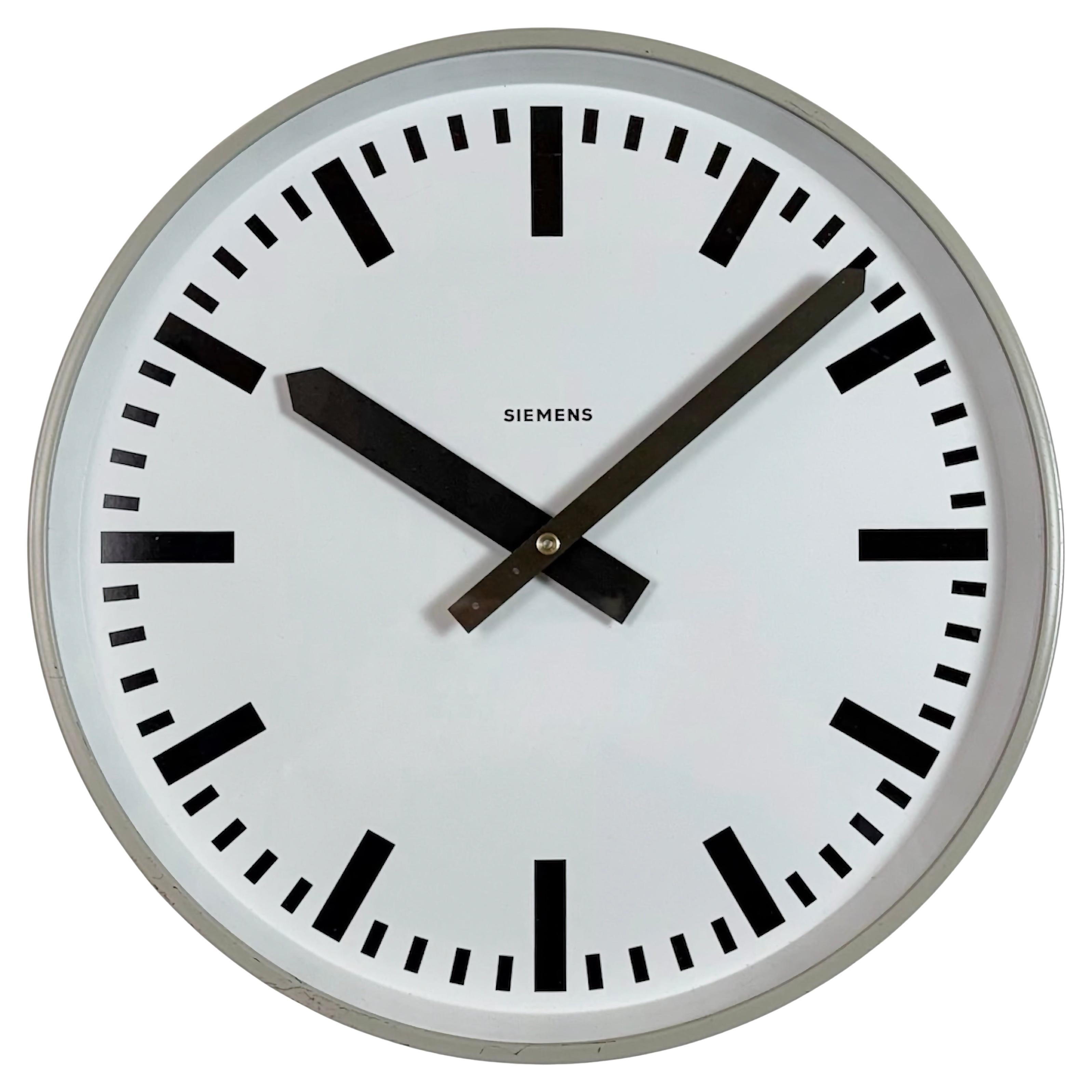 Grey Industrial Factory Wall Clock from Siemens, 1970s