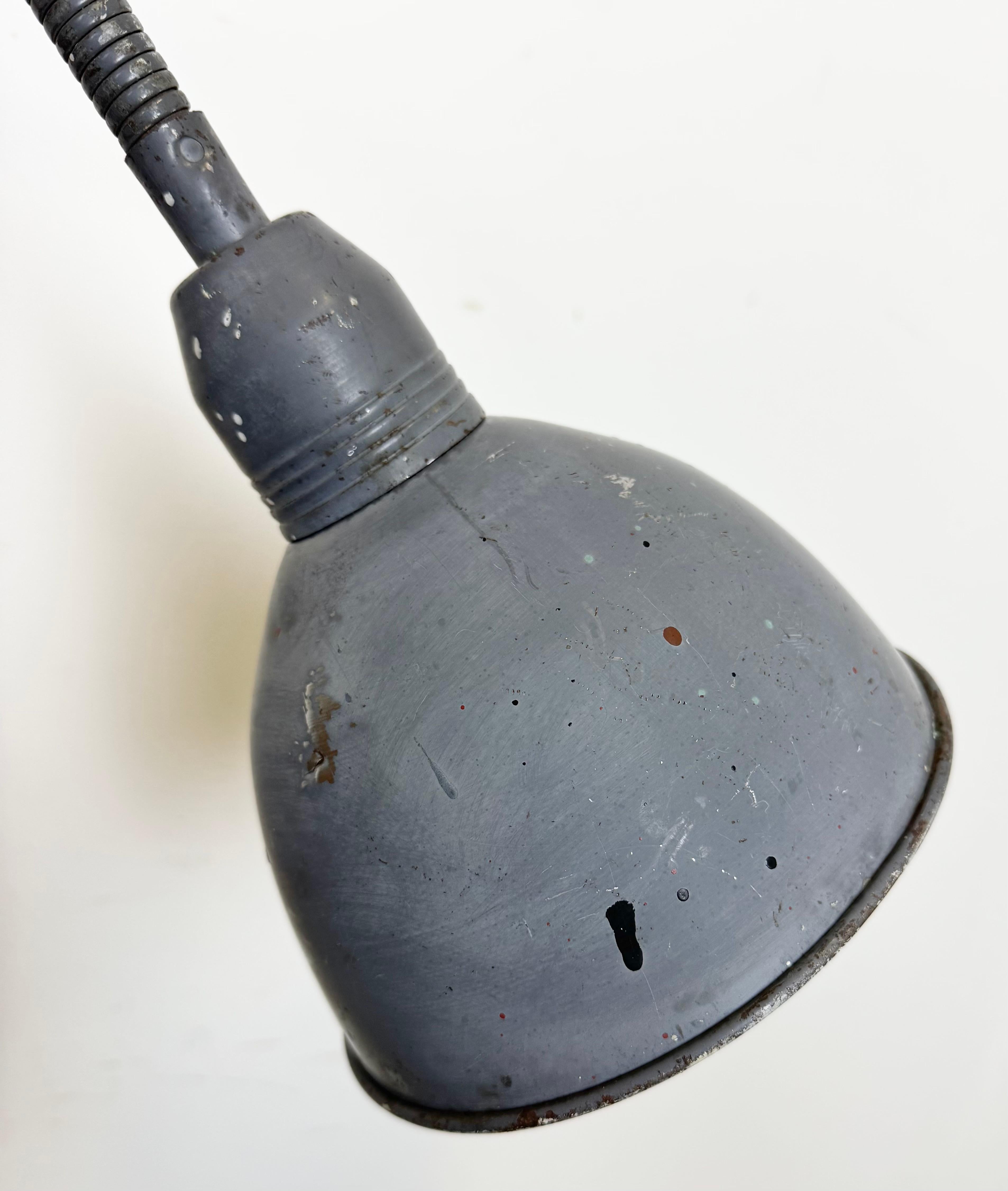 Lampe murale ciseuse industrielle grise à col de cygne de Elektroinstala, années 1960 en vente 4