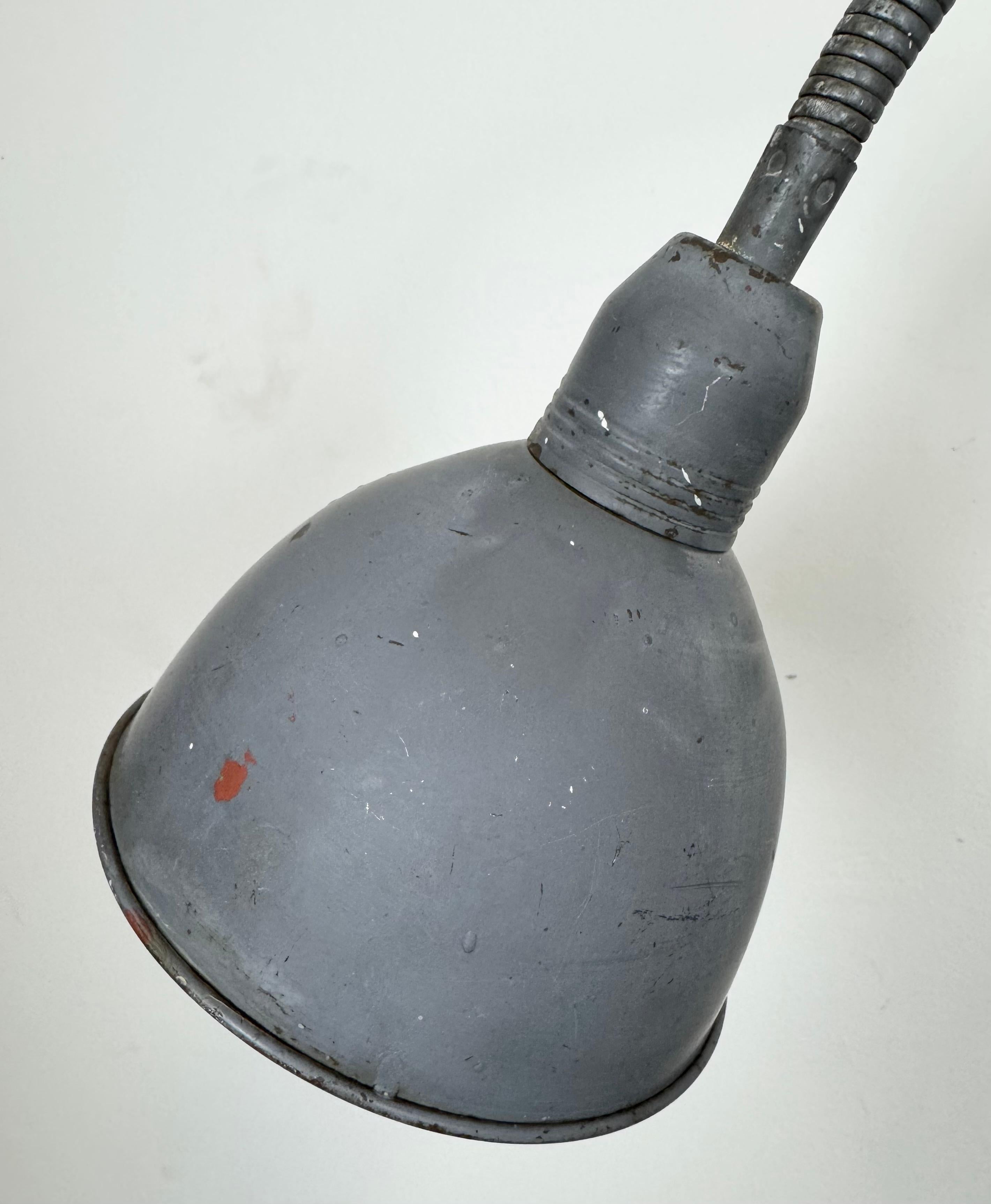 Tchèque Lampe murale ciseuse industrielle grise à col de cygne de Elektroinstala, années 1960 en vente