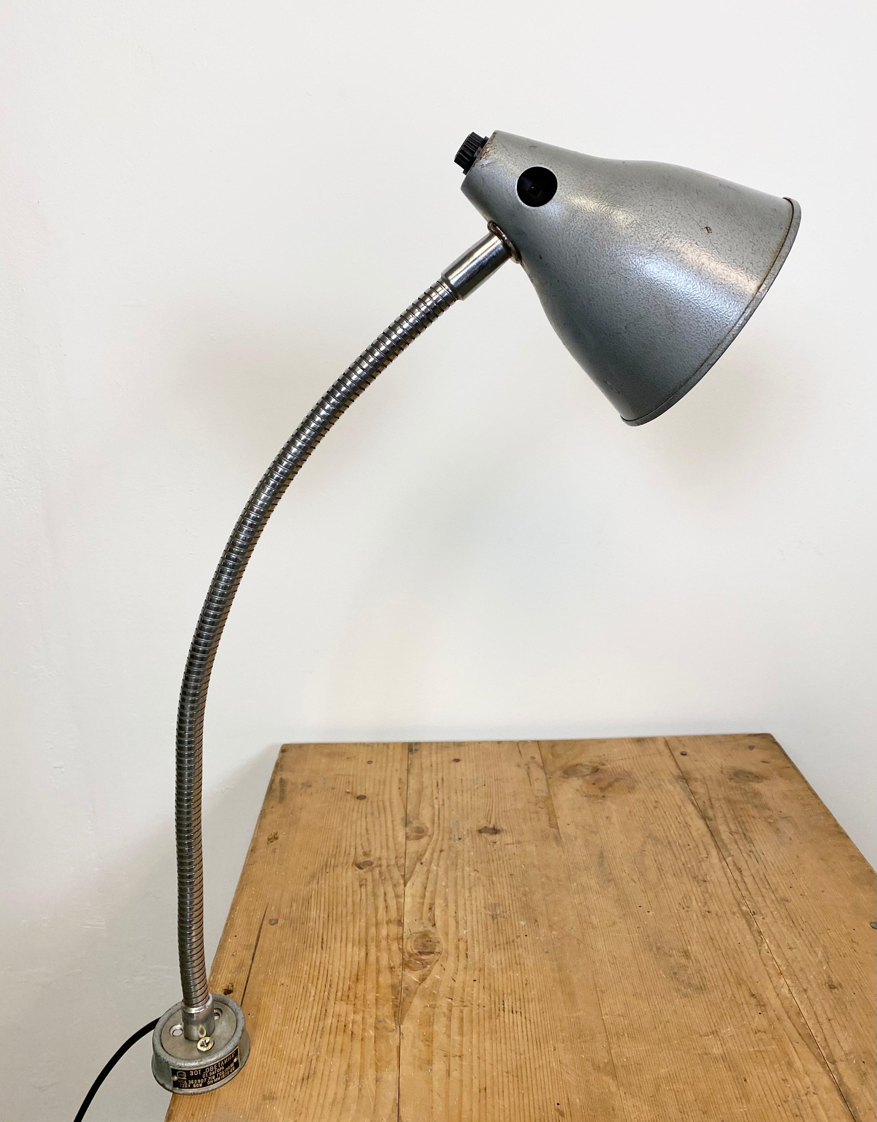 Grey Industrial Gooseneck Table Lamp, 1960s 4