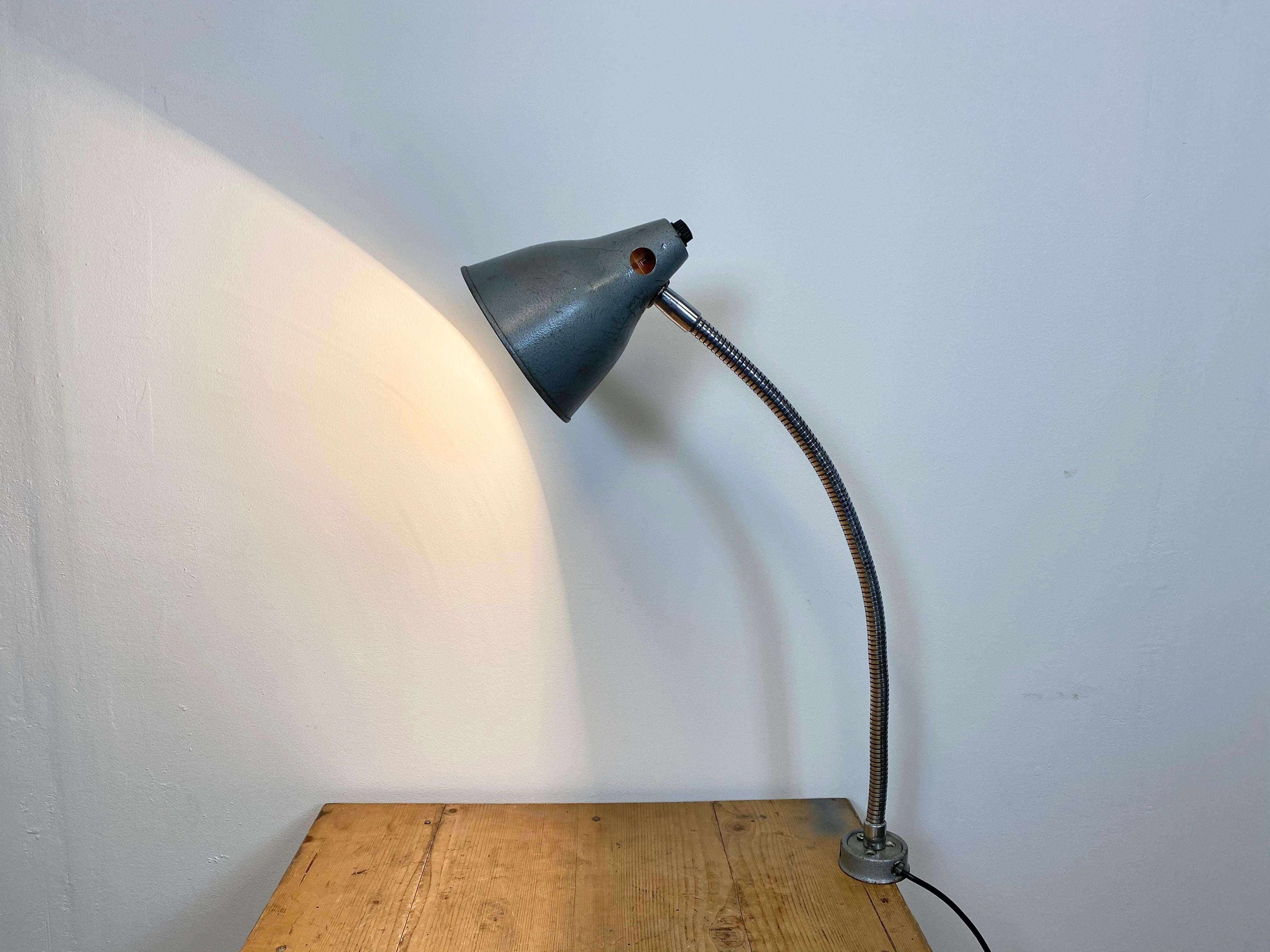 Grey Industrial Gooseneck Table Lamp, 1960s 7