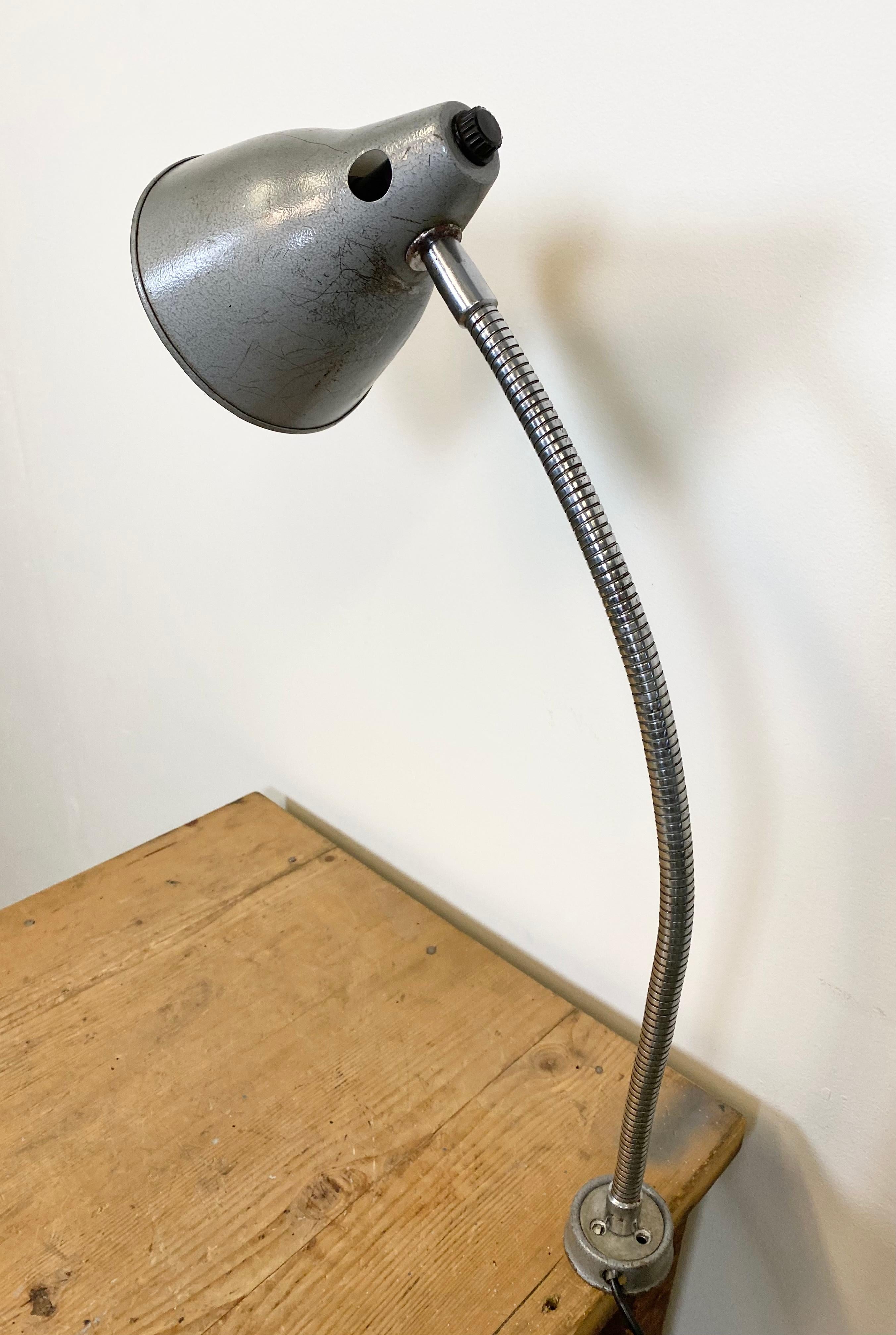 Russian Grey Industrial Gooseneck Table Lamp, 1960s