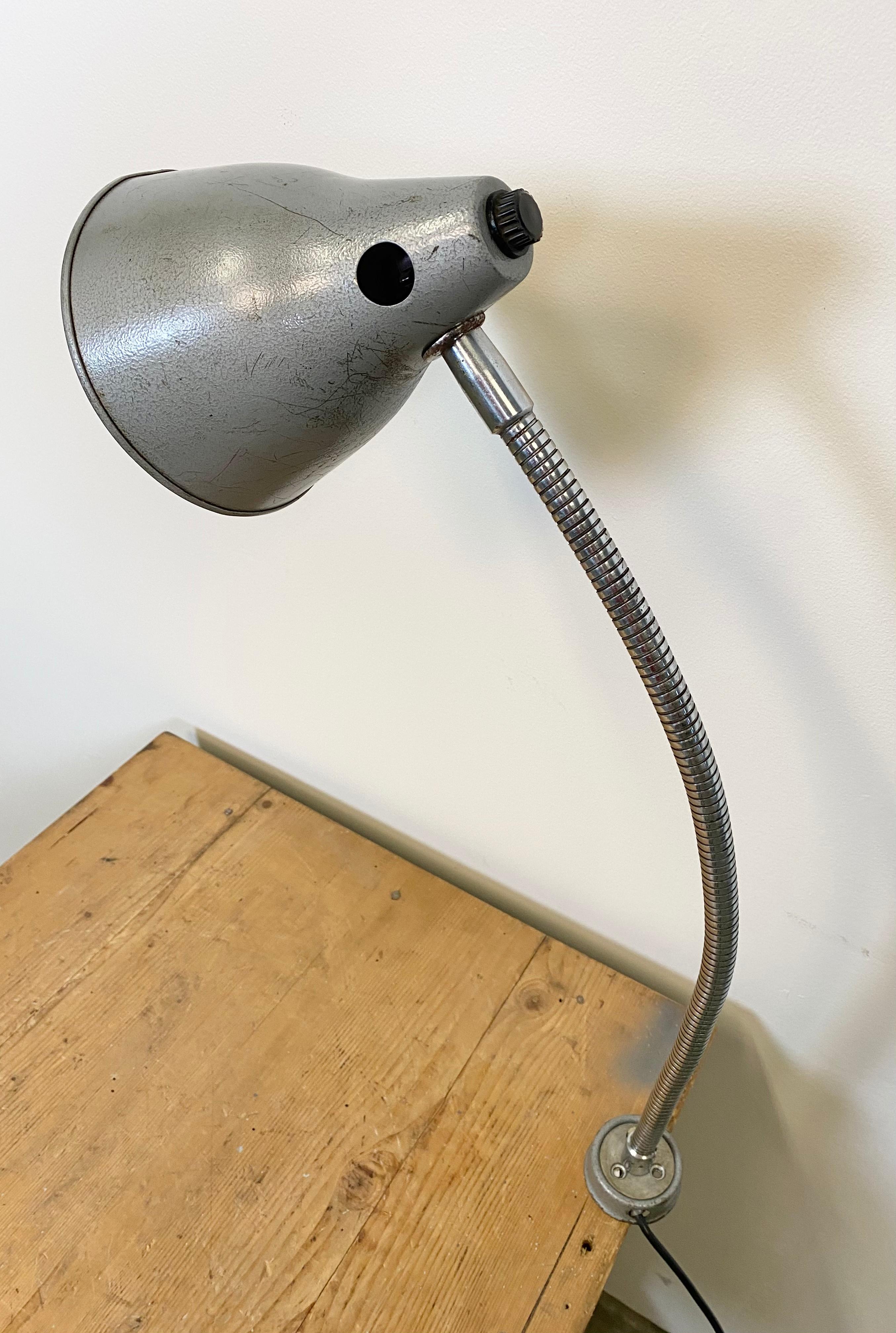 20th Century Grey Industrial Gooseneck Table Lamp, 1960s