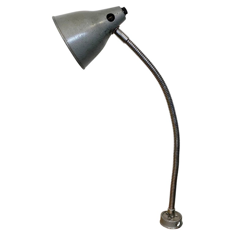 Grey Industrial Gooseneck Table Lamp 1960s For Sale At 1stdibs
