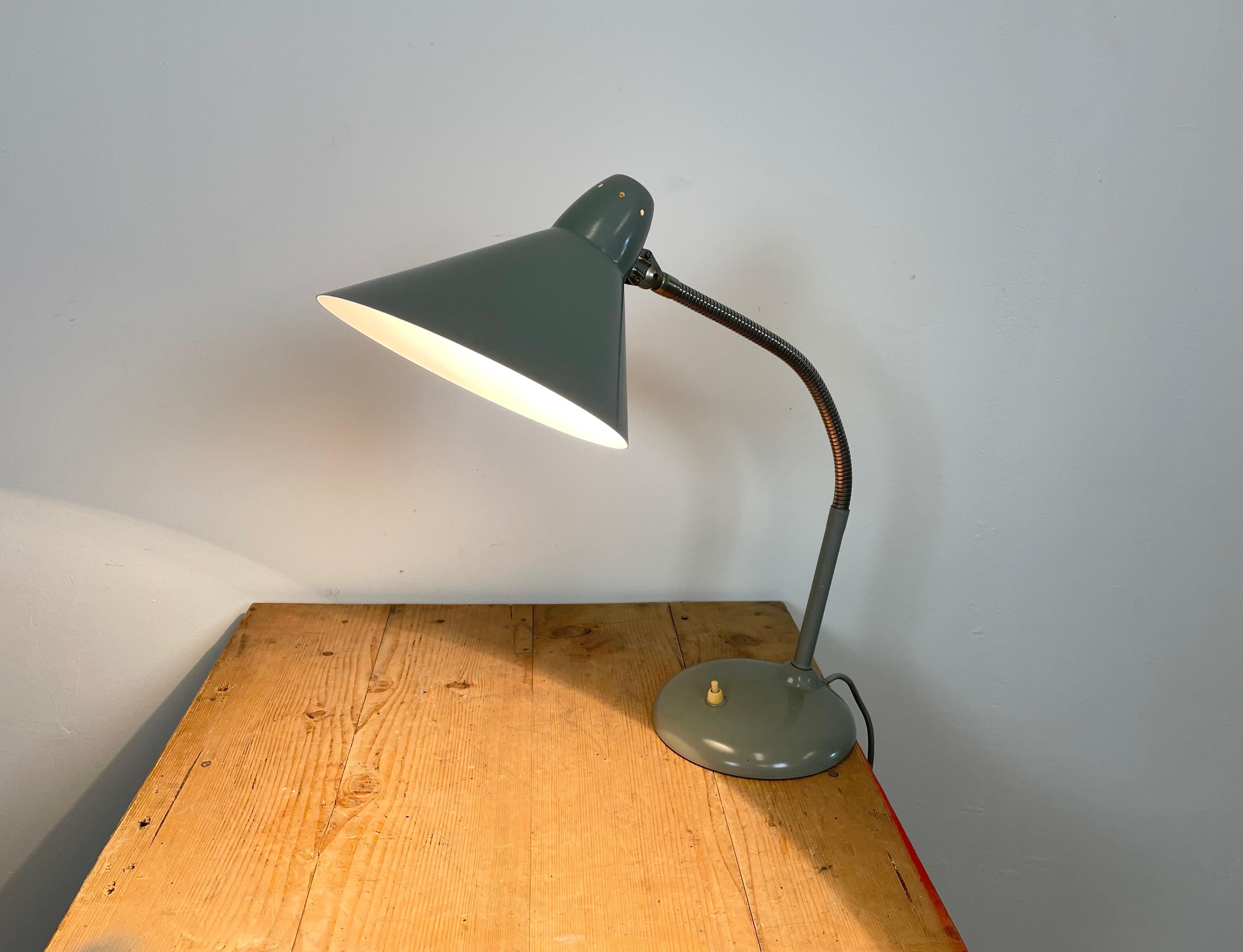 Graue industrielle Schwalbenhals-Tischlampe von Hala, 1960er Jahre im Angebot 5