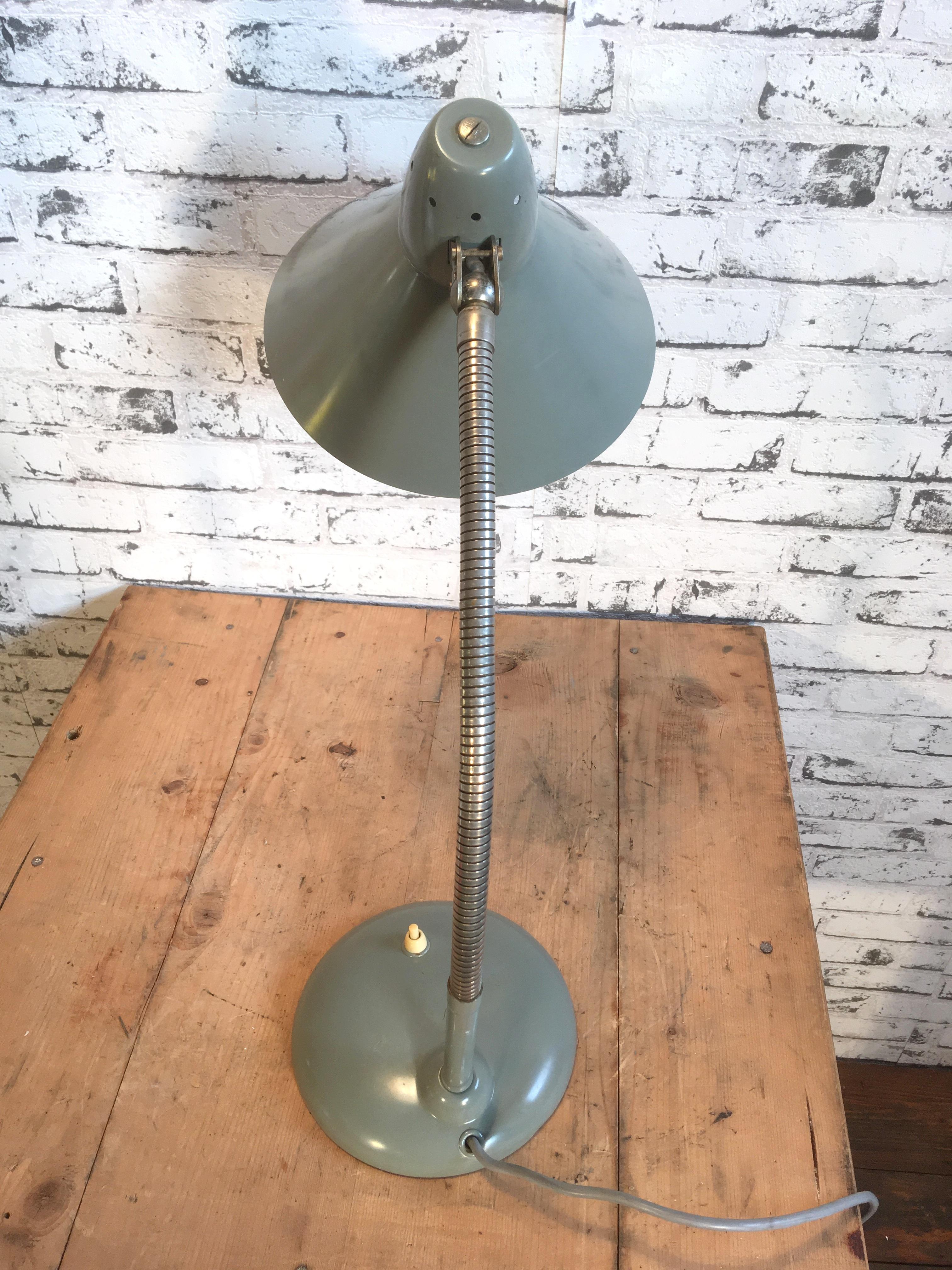 Grey Industrial Gooseneck Table Lamp from Hala, 1960s In Good Condition In Kojetice, CZ