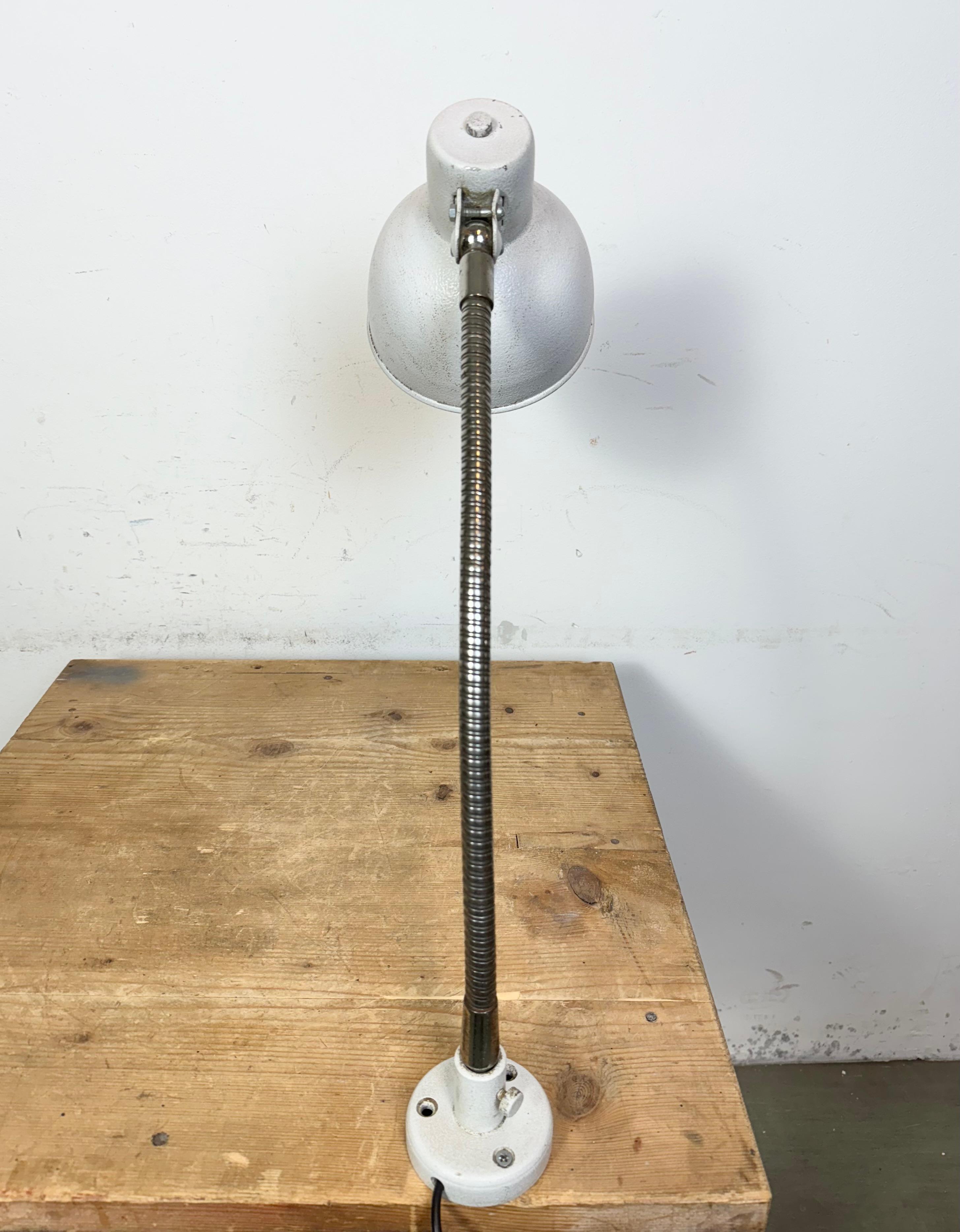 Grey Industrial Workshop Gooseneck Table Lamp, 1960s For Sale 8