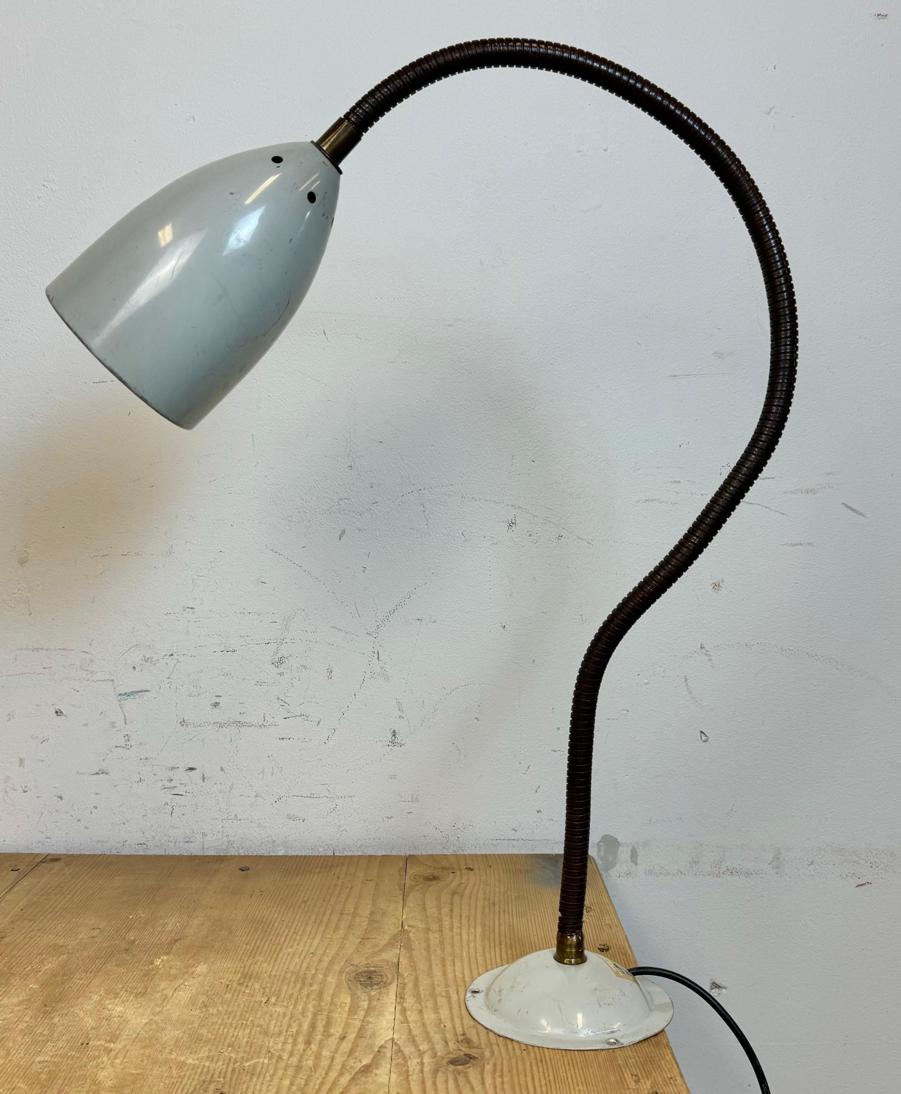 Graue industrielle Schwanenhals-Tischlampe aus Philips, 1960er Jahre (Industriell) im Angebot