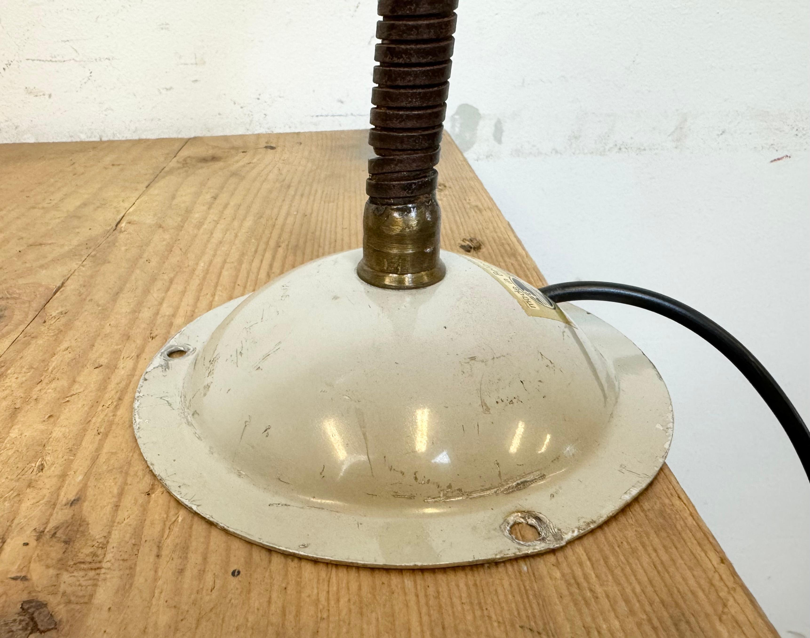 Graue industrielle Schwanenhals-Tischlampe aus Philips, 1960er Jahre (Belgisch) im Angebot
