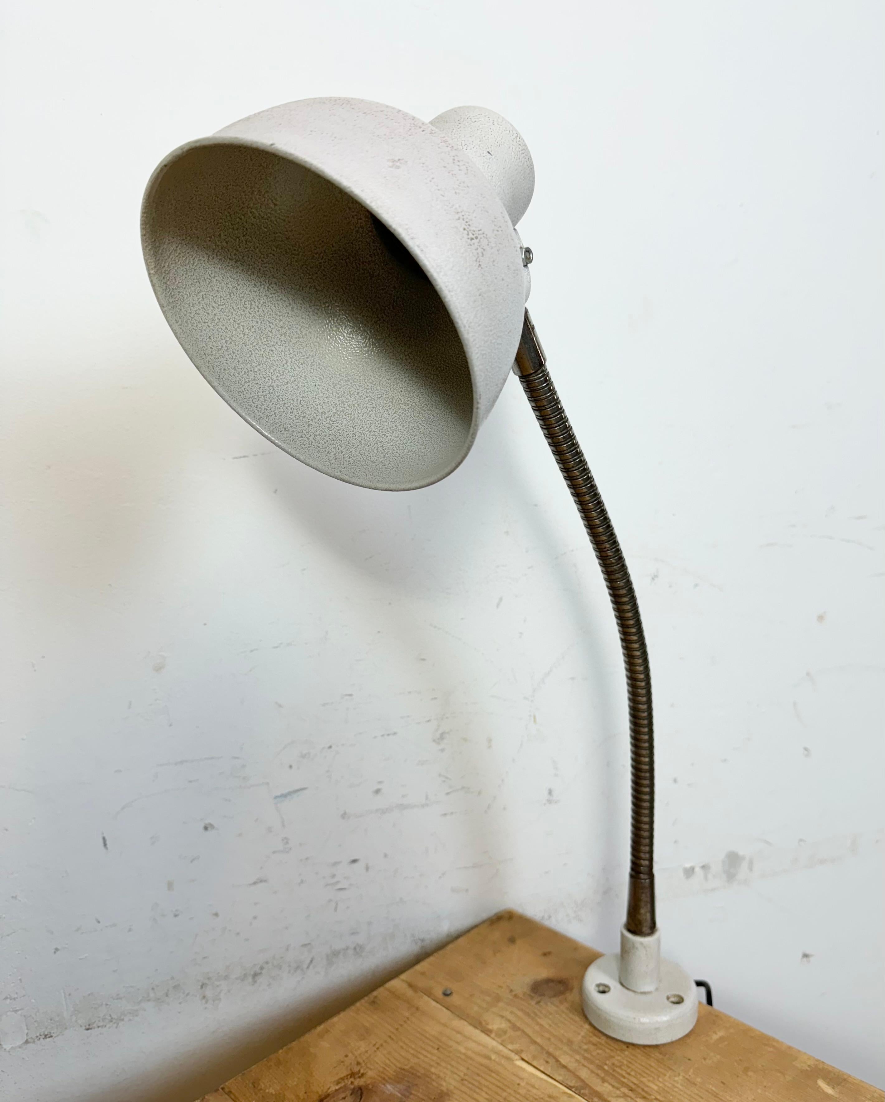 Grey Industrial Workshop Gooseneck Table Lamp, 1960s In Good Condition For Sale In Kojetice, CZ