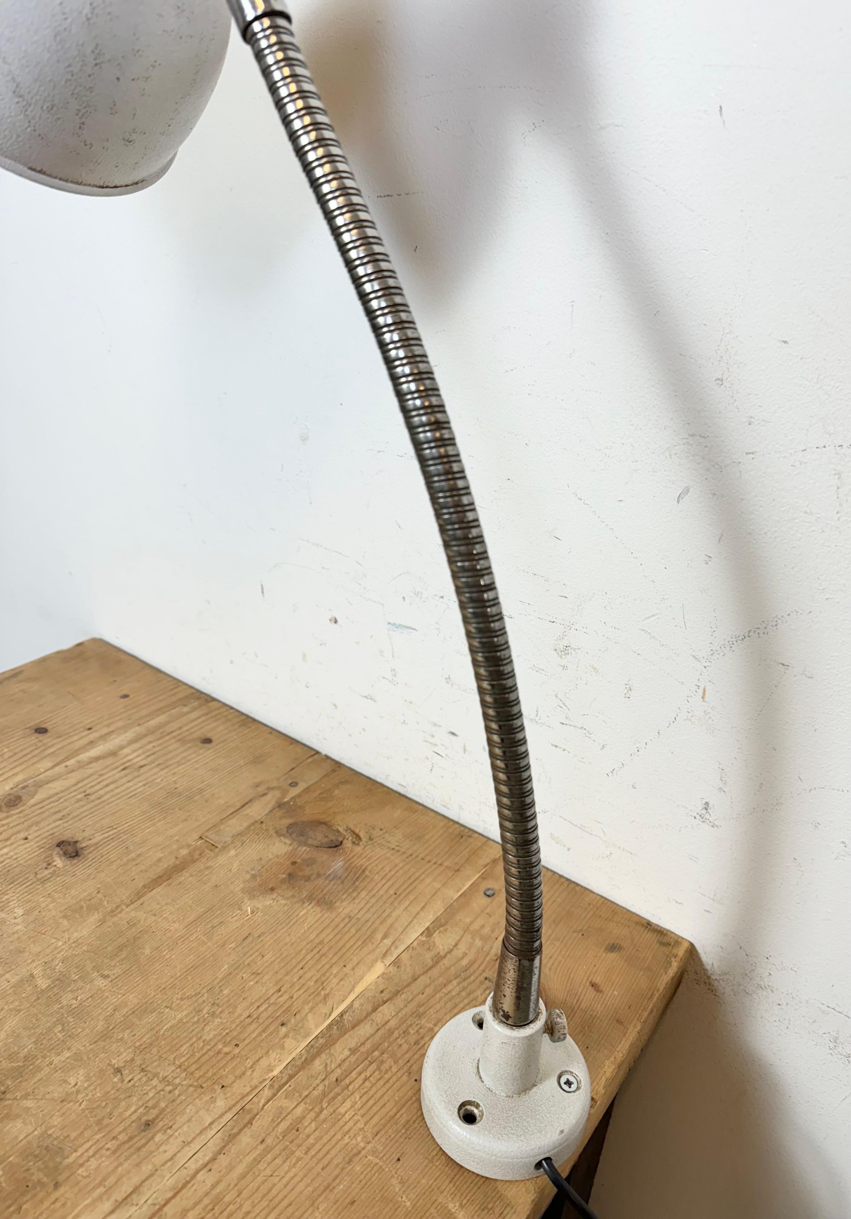 Industrielle Werkstatt-Tischlampe mit Gooseneck in Grau, 1960er Jahre im Angebot 2