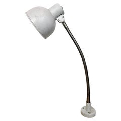 Retro Grey Industrial Workshop Gooseneck Table Lamp, 1960s