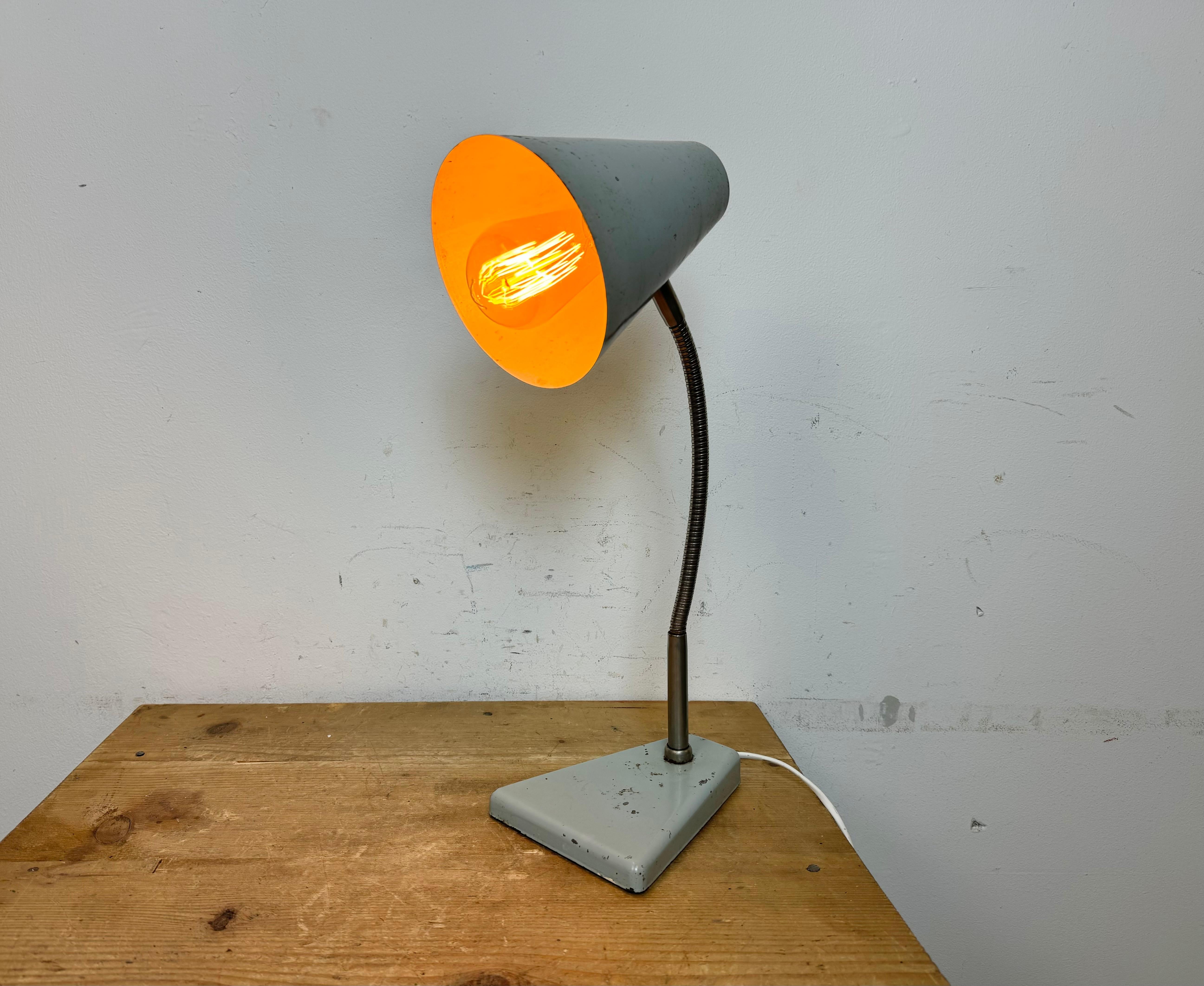 Grey Industrial Gooseneck Table Lamp from Zaos, 1960s For Sale 11