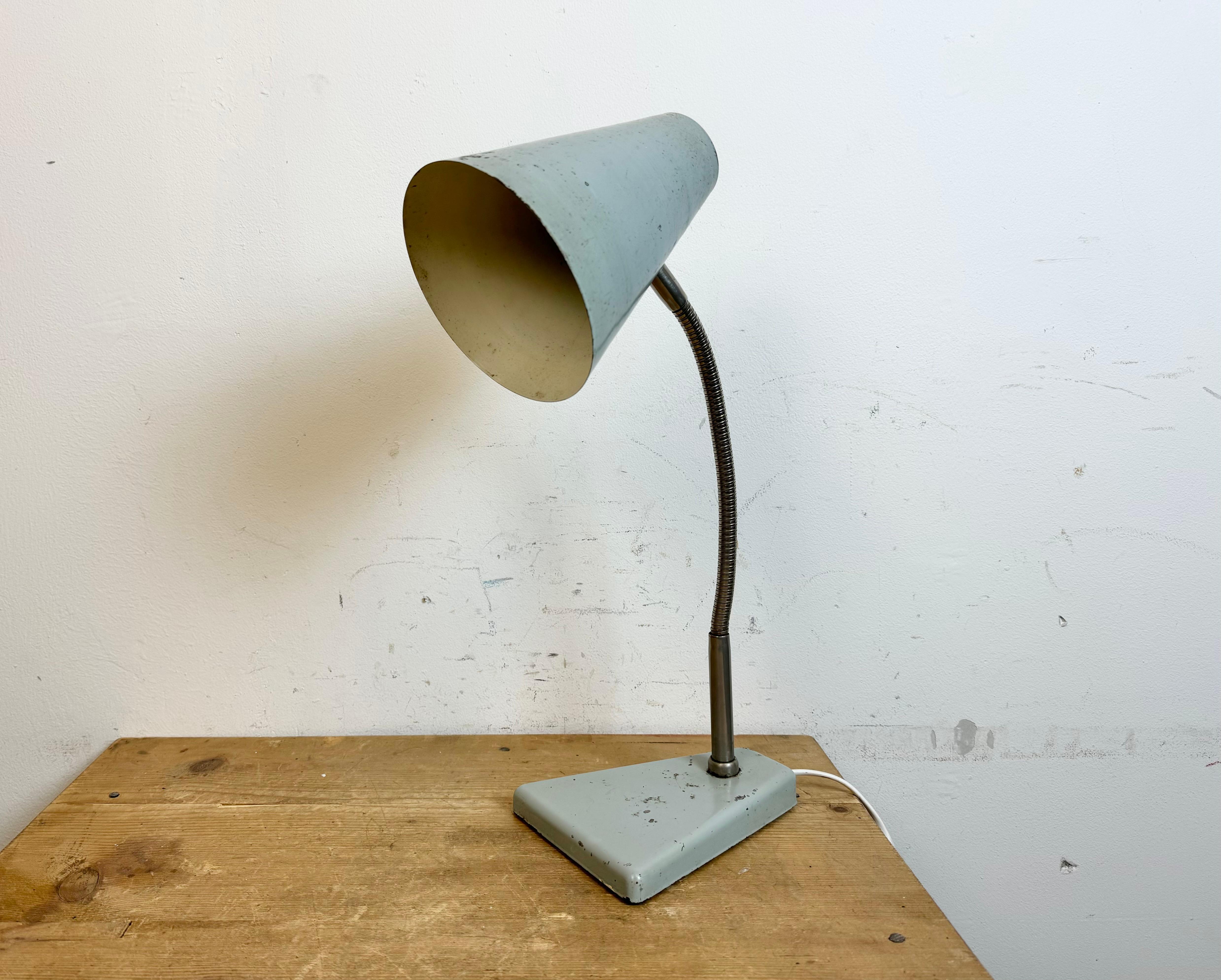 Grey Industrial Gooseneck Table Lamp from Zaos, 1960s In Good Condition For Sale In Kojetice, CZ