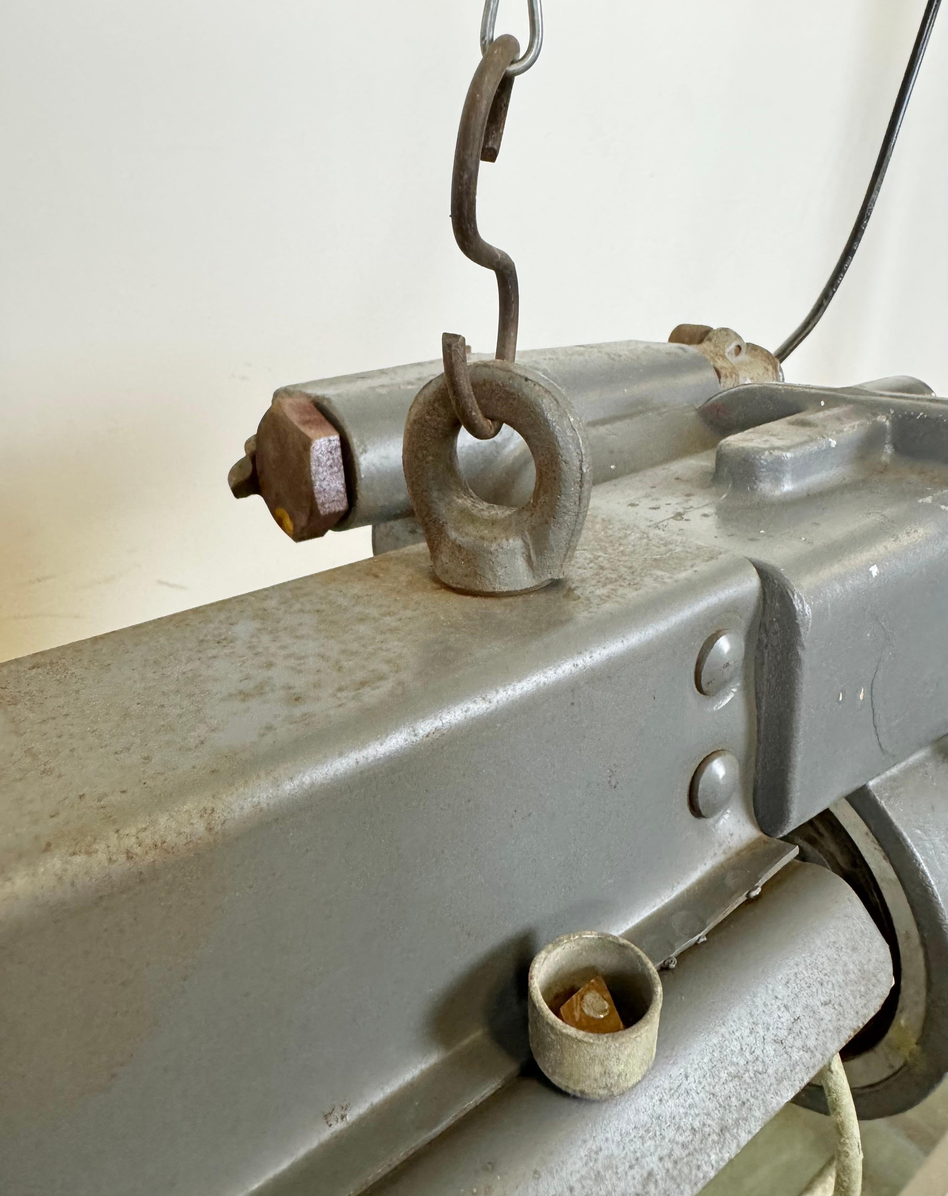 Grey Industrial Hanging Tube Light from Elektrosvit, 1970s For Sale 11