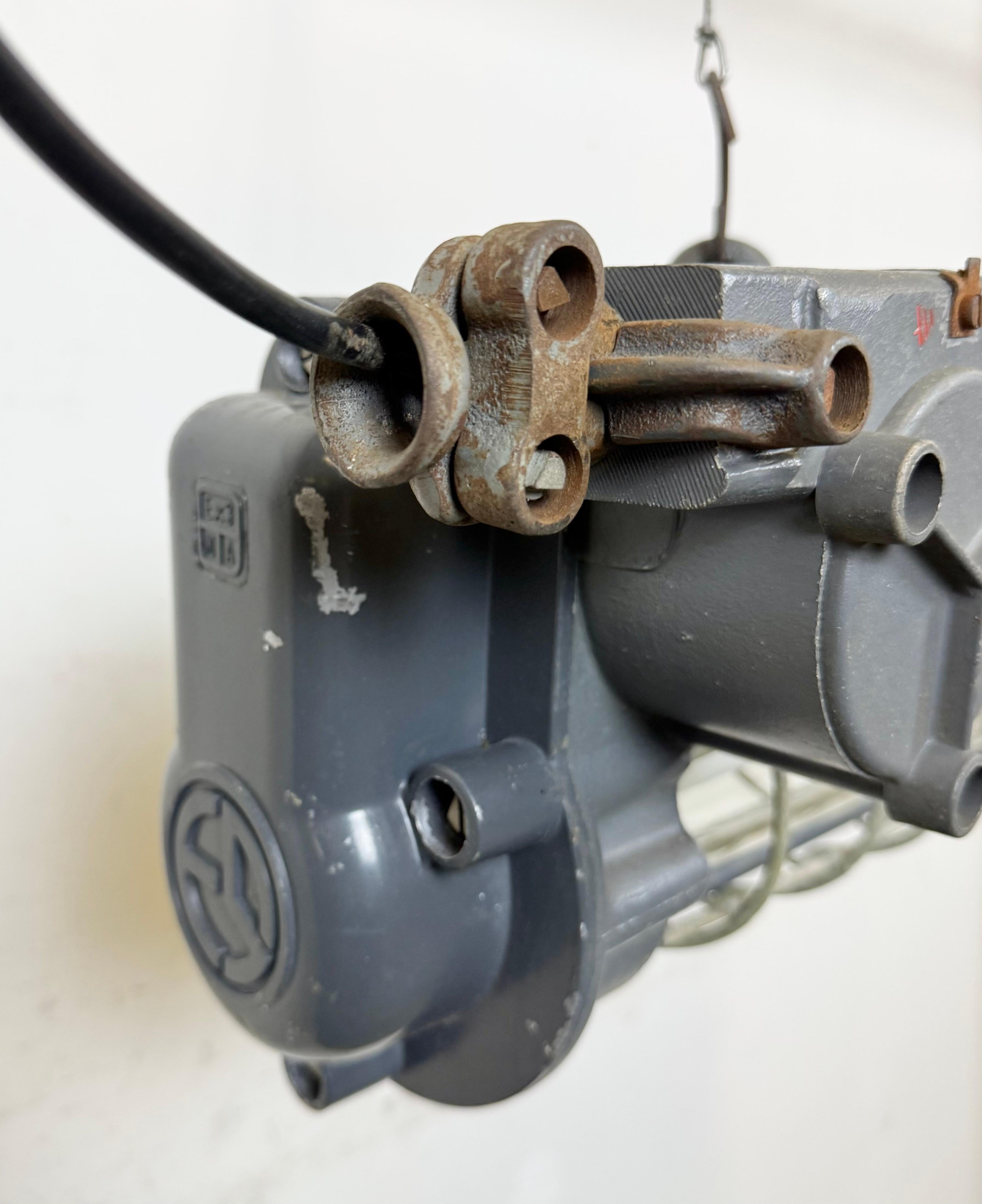 Late 20th Century Grey Industrial Hanging Tube Light from Elektrosvit, 1970s For Sale