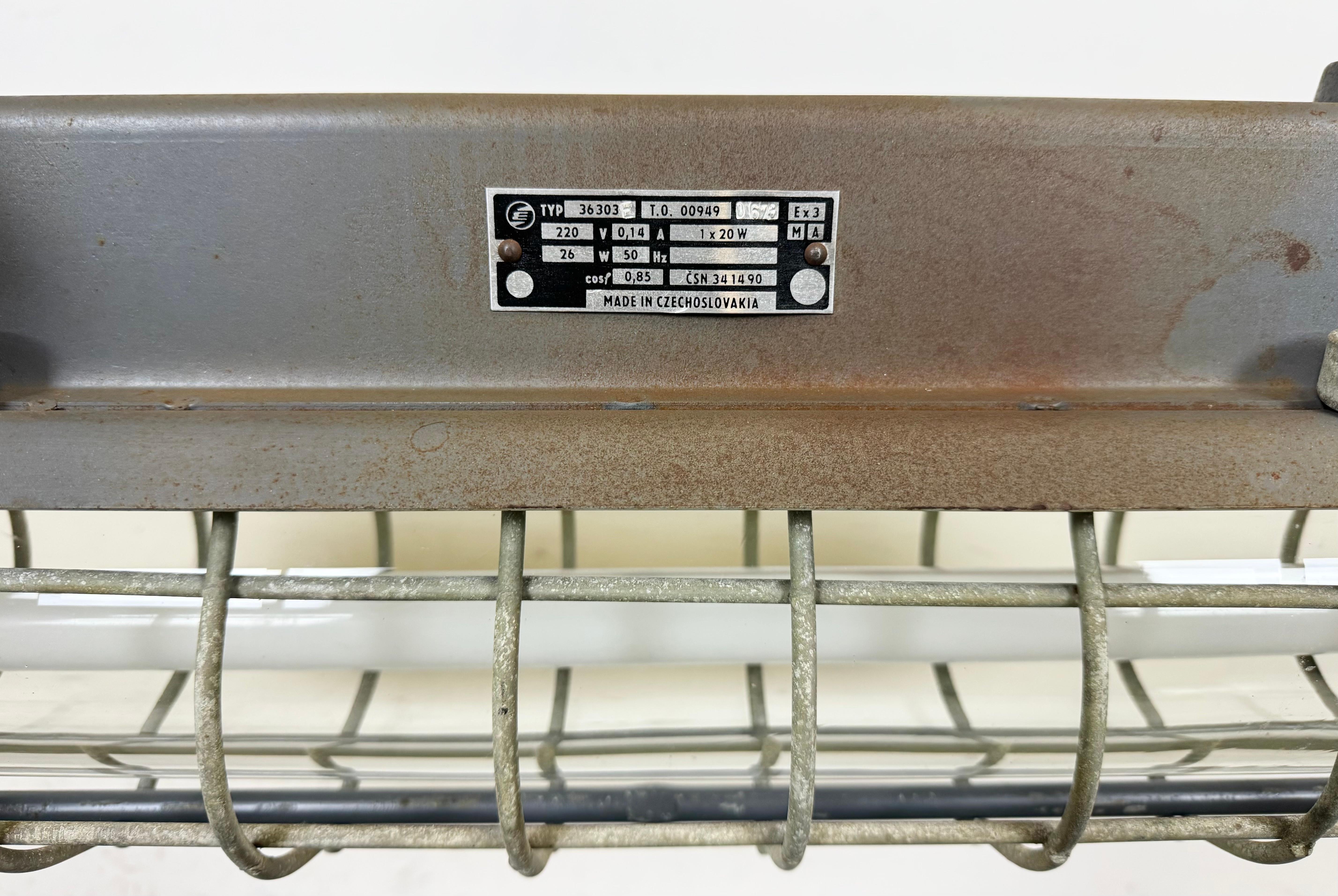 Grey Industrial Hanging Tube Light from Elektrosvit, 1970s For Sale 2