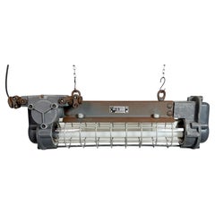 Grey Industrial Hanging Tube Light from Elektrosvit, 1970s