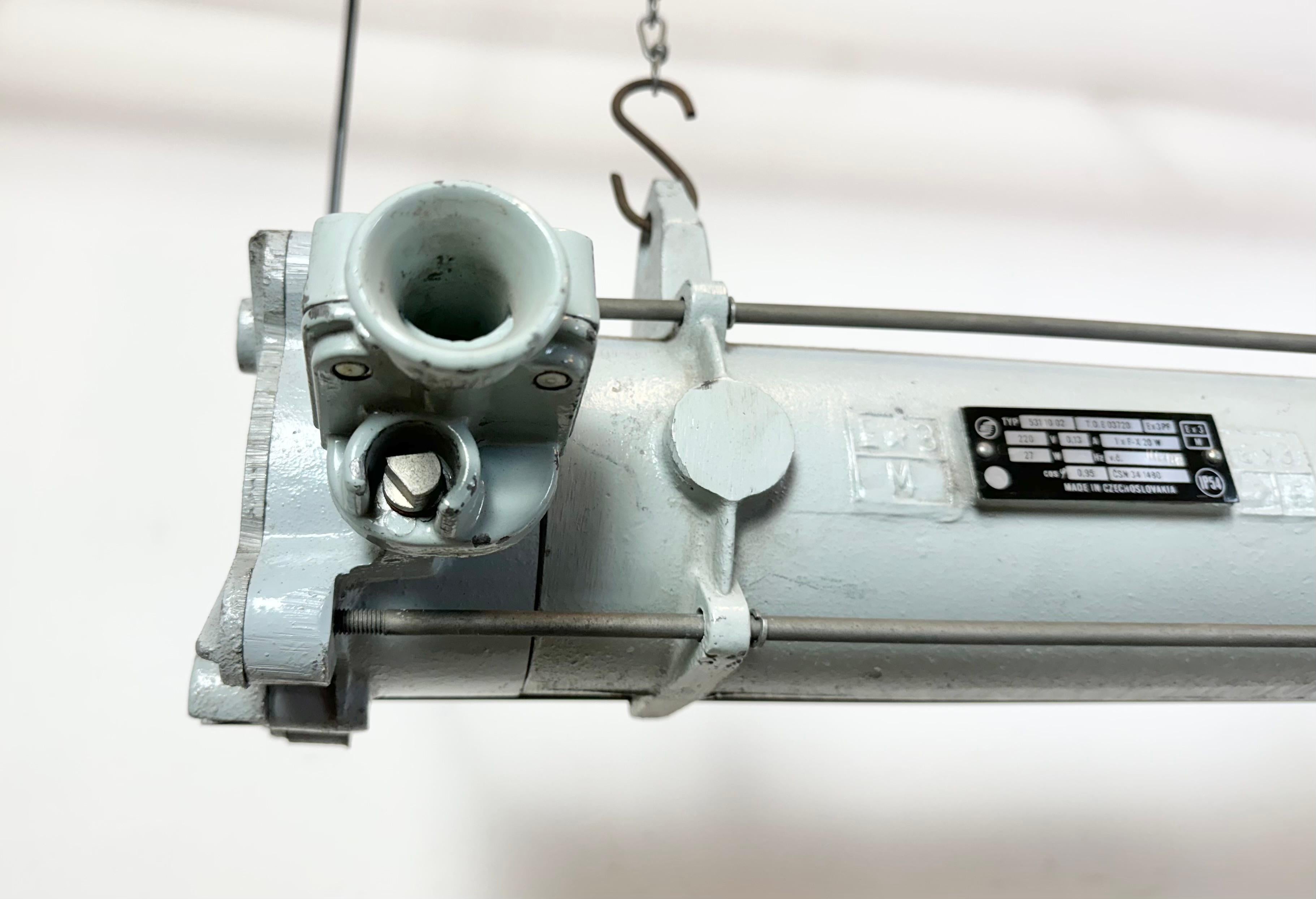 Grey Industrial Hanging Tube Light from Elektrosvit, 1980s For Sale 6