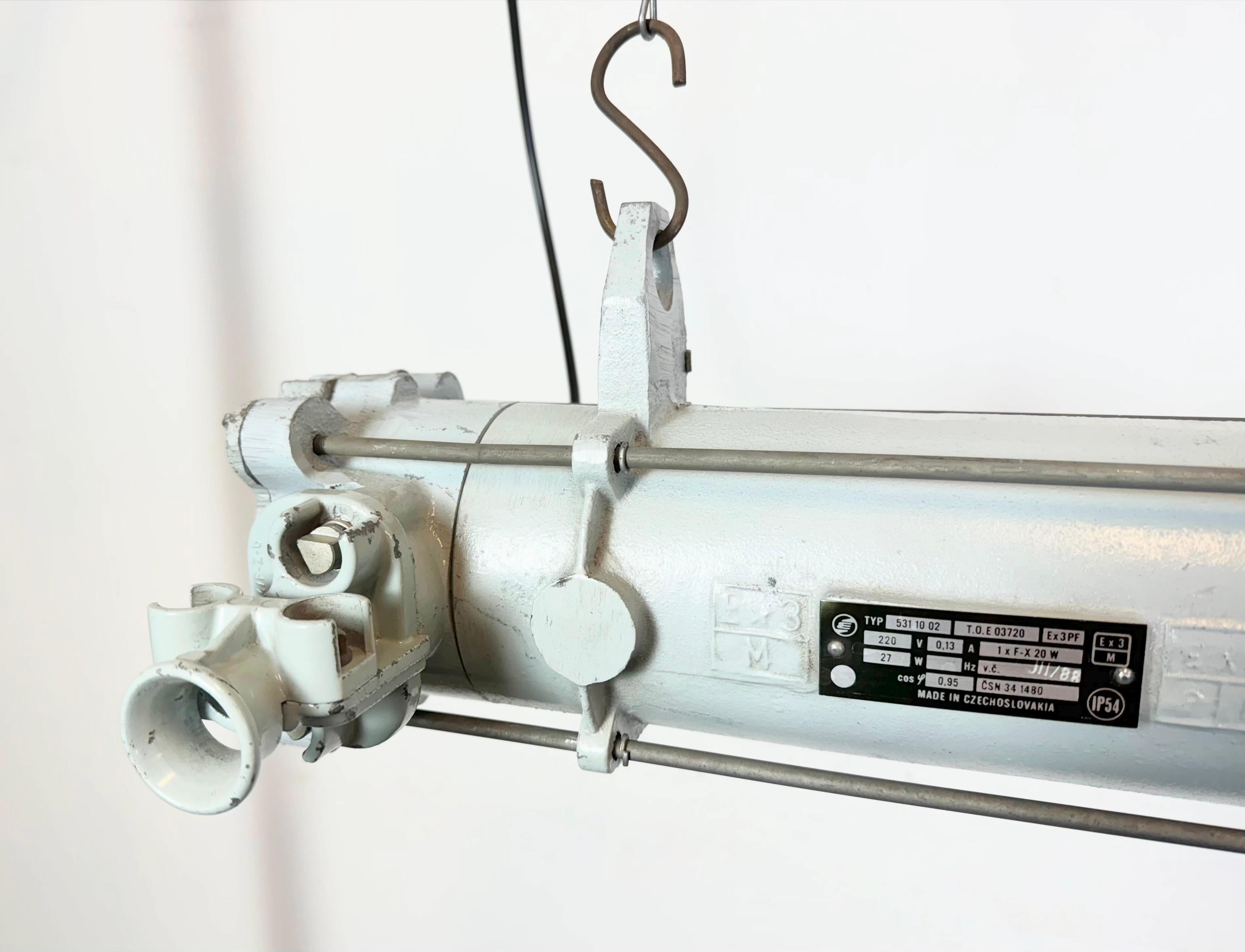 Late 20th Century Grey Industrial Hanging Tube Light from Elektrosvit, 1980s For Sale