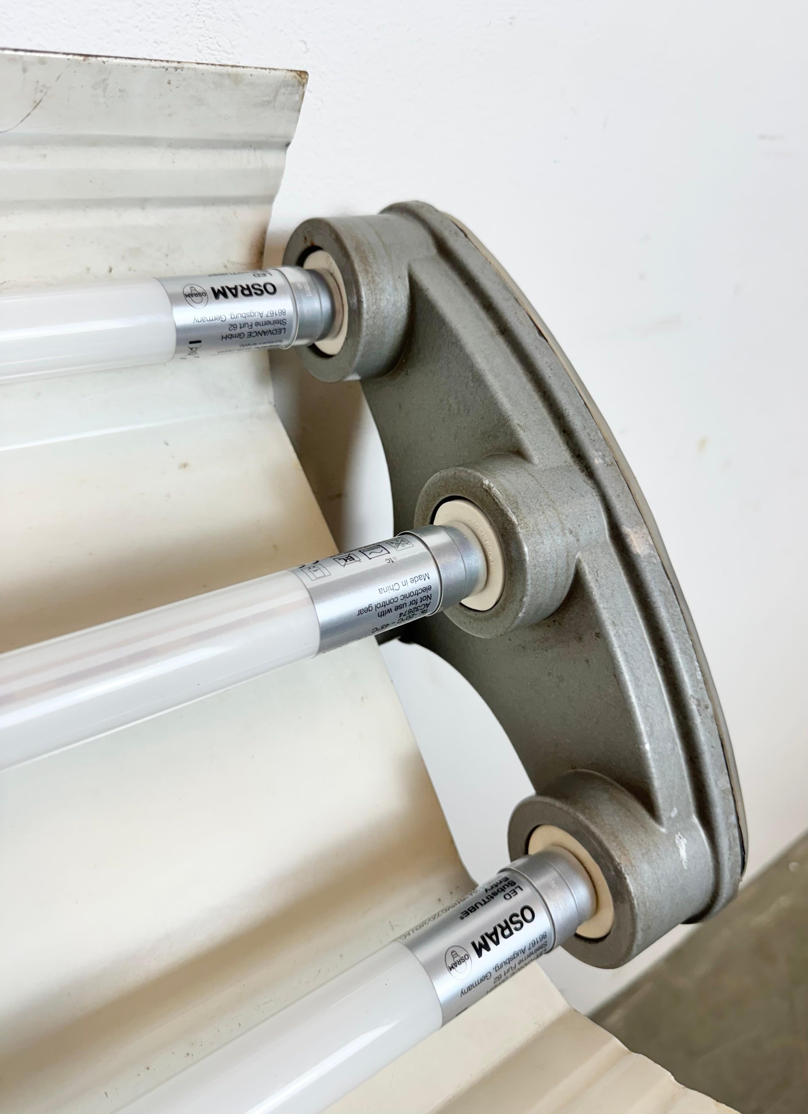 Grey Industrial Hanging Tube Light from Polam Gdansk, 1970s For Sale 13