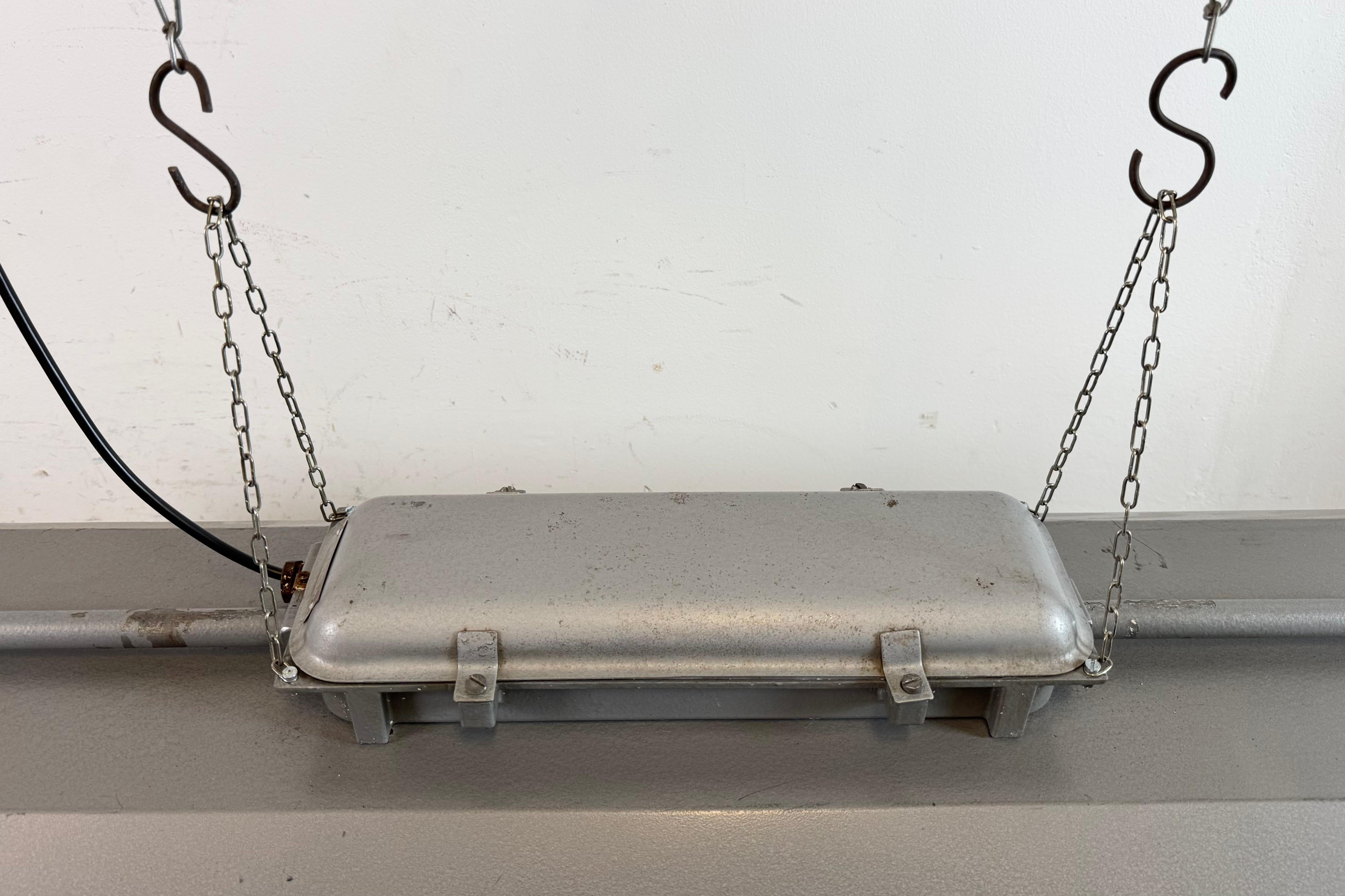 Polish Grey Industrial Hanging Tube Light from Polam Gdansk, 1970s For Sale