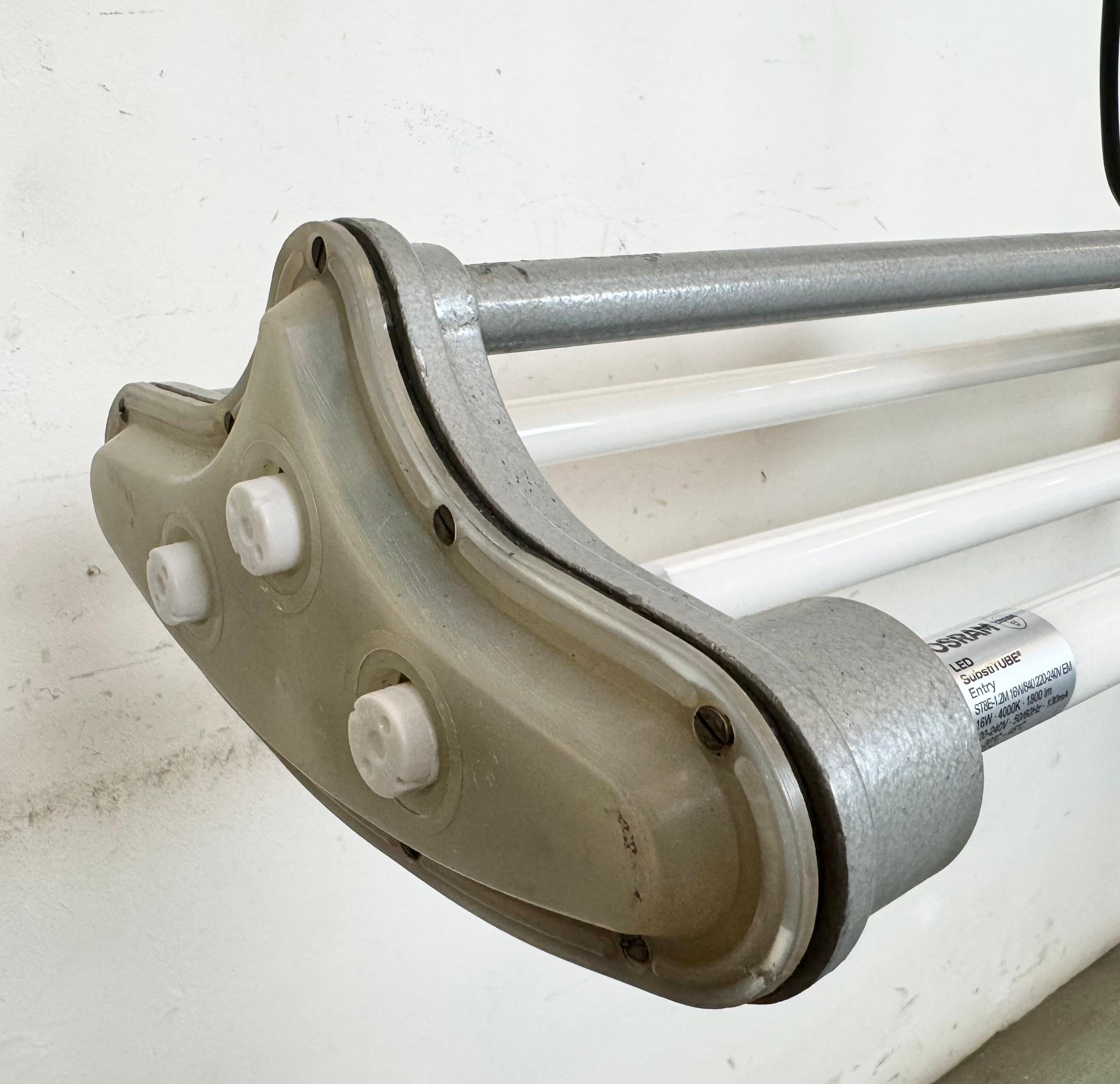 Late 20th Century Grey Industrial Hanging Tube Light from Polam Gdansk, 1970s For Sale