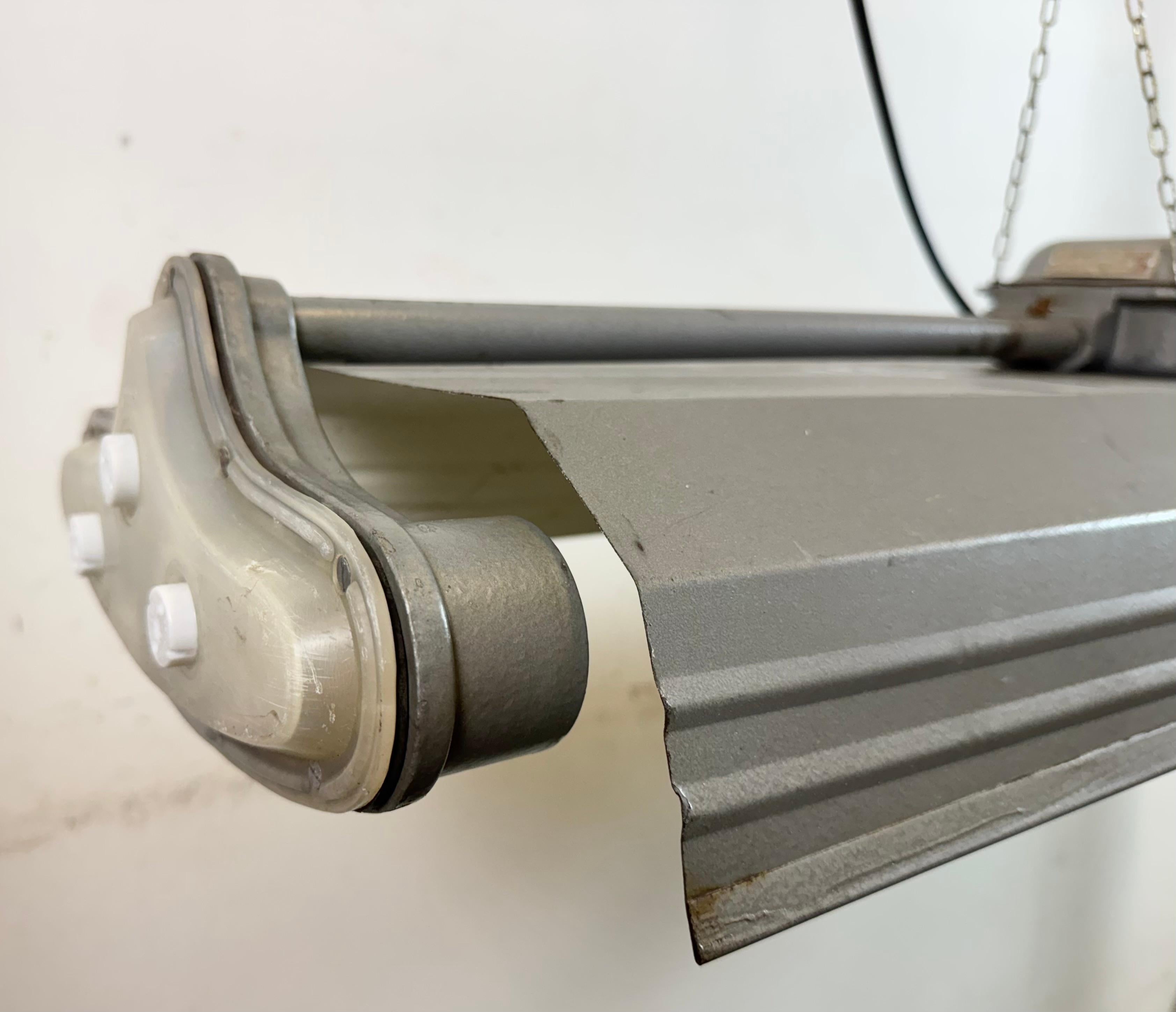 Late 20th Century Grey Industrial Hanging Tube Light from Polam Gdansk, 1970s For Sale