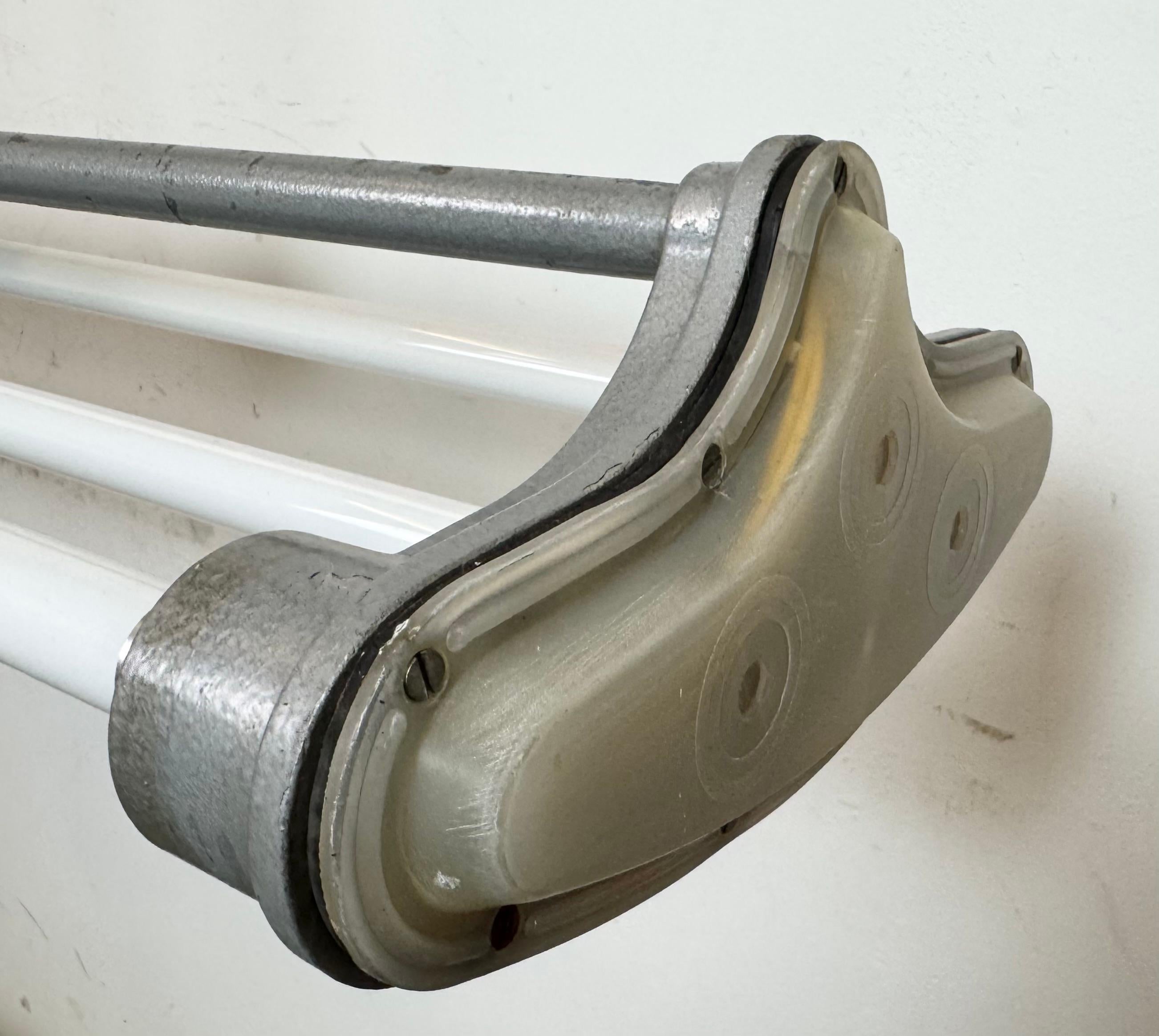 Aluminum Grey Industrial Hanging Tube Light from Polam Gdansk, 1970s For Sale