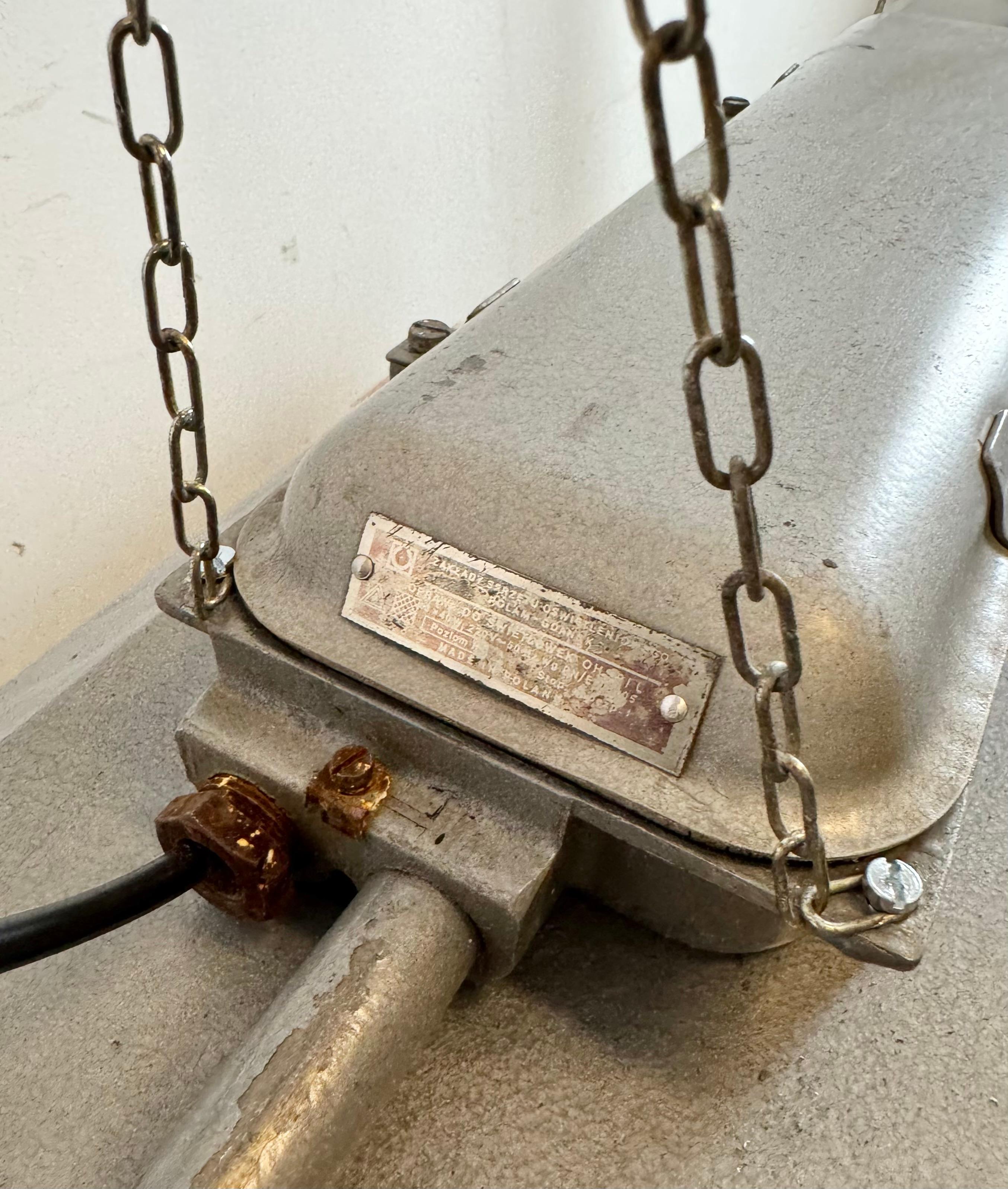 Grey Industrial Hanging Tube Light from Polam Gdansk, 1970s For Sale 3