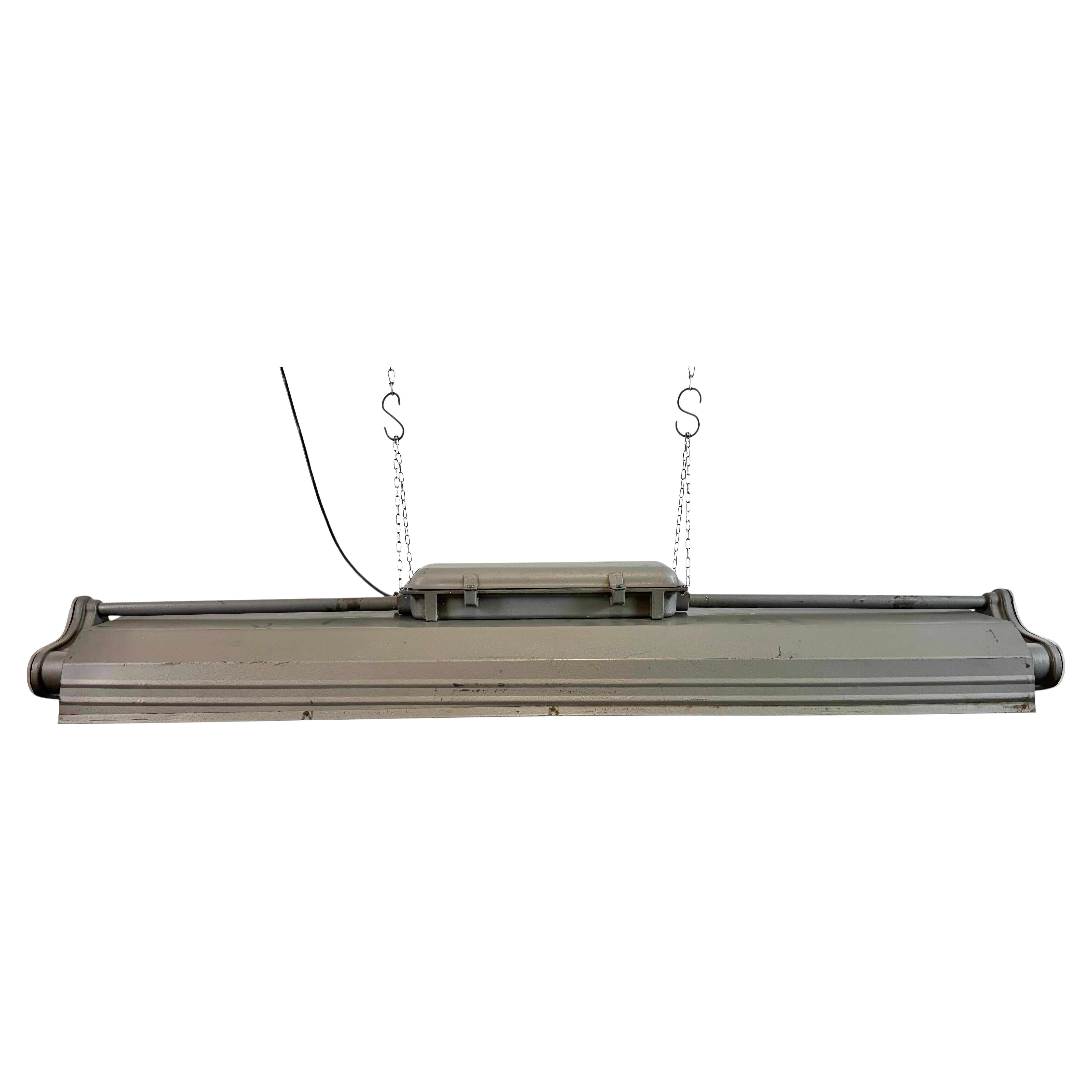 Grey Industrial Hanging Tube Light from Polam Gdansk, 1970s