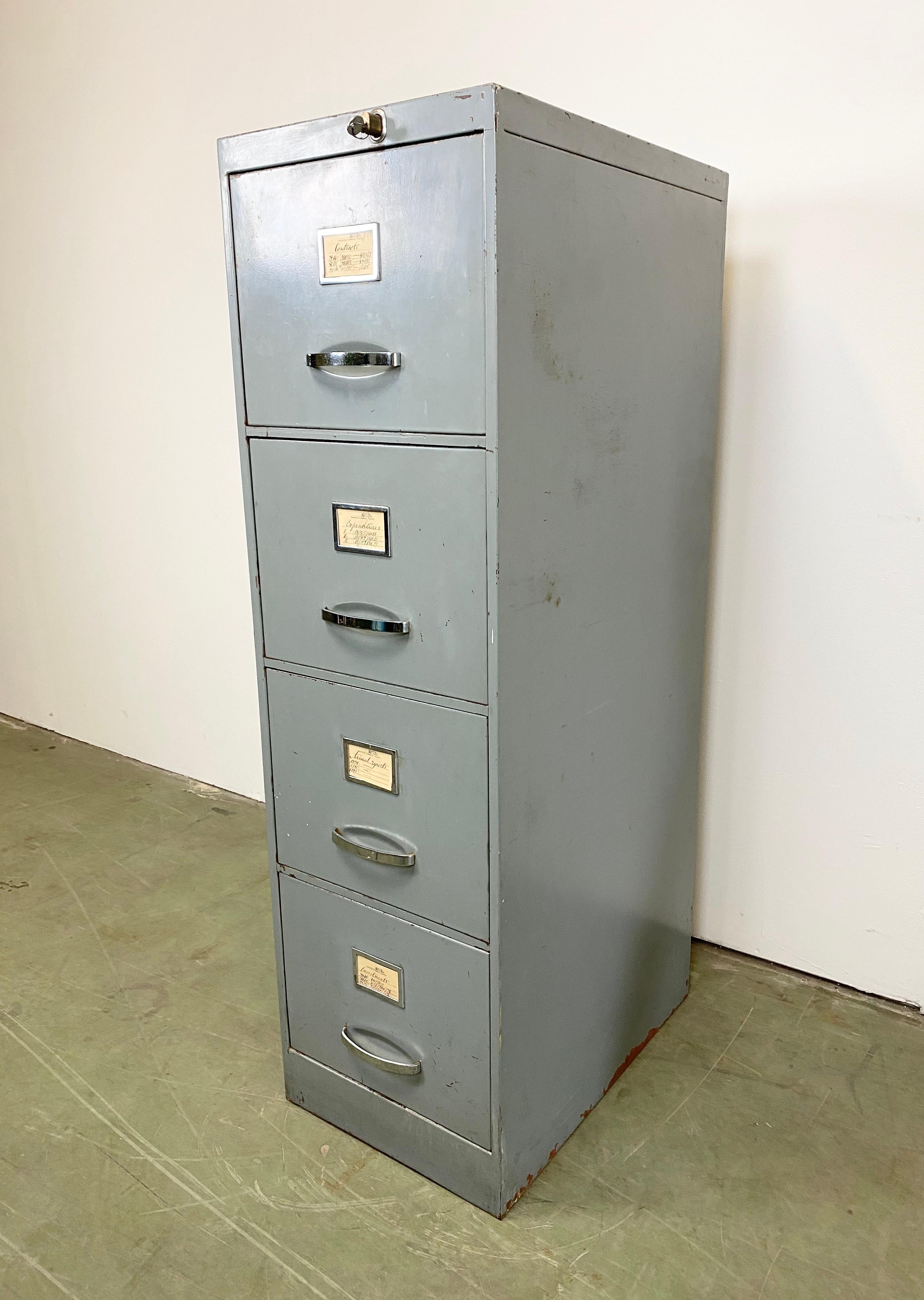 Czech Grey Industrial Iron Filling Cabinet, 1960s