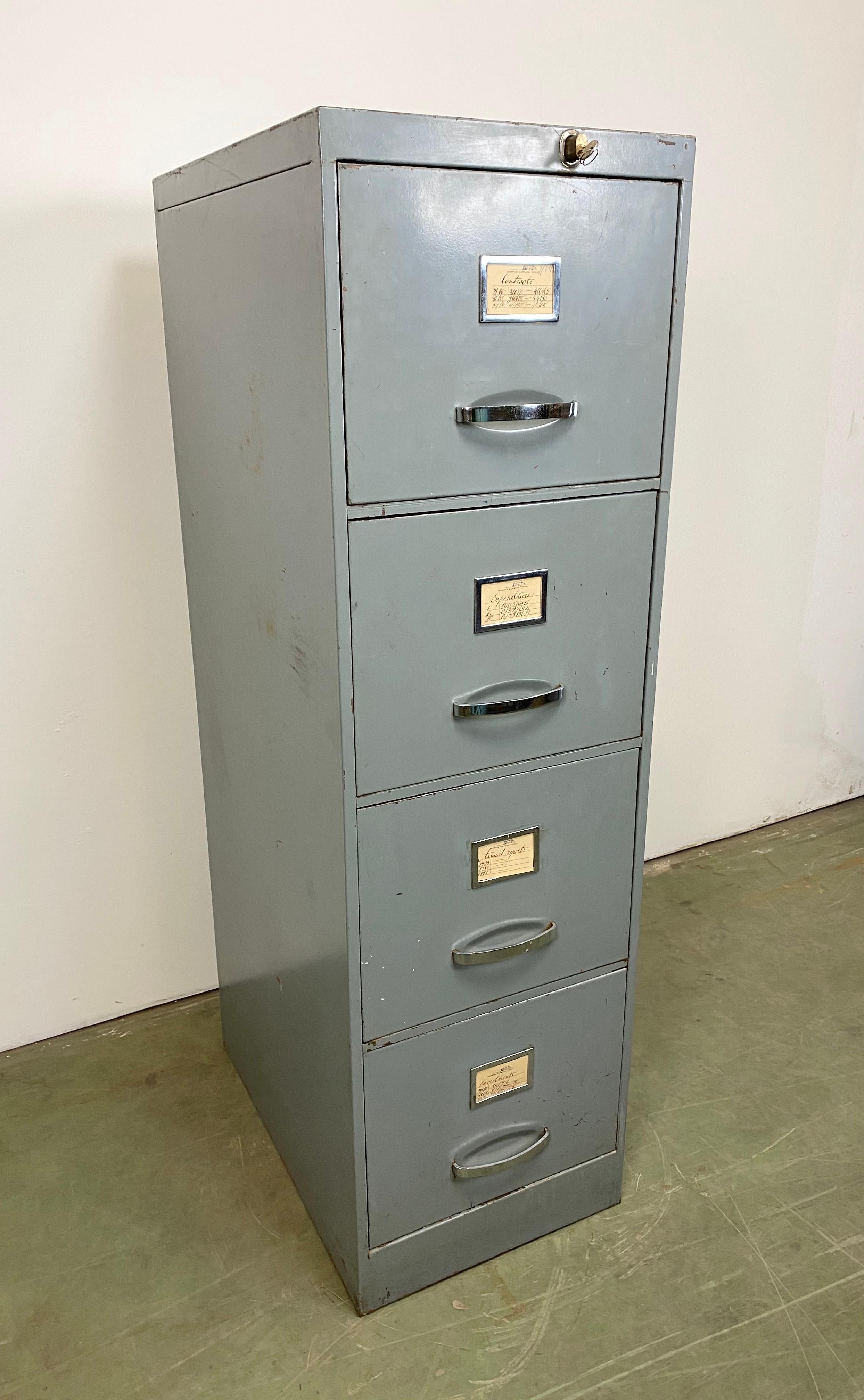 Painted Grey Industrial Iron Filling Cabinet, 1960s
