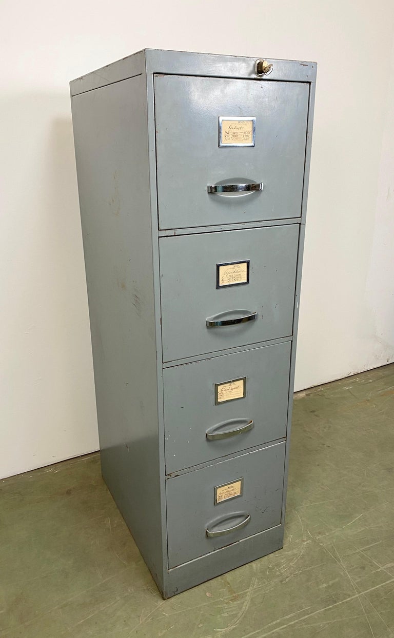 Painted Grey Industrial Iron Filling Cabinet, 1960s For Sale