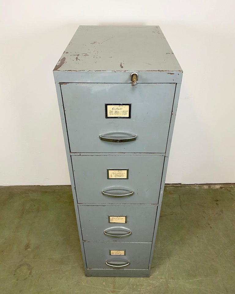Grey Industrial Iron Filling Cabinet, 1960s In Good Condition For Sale In Mratin, CZ