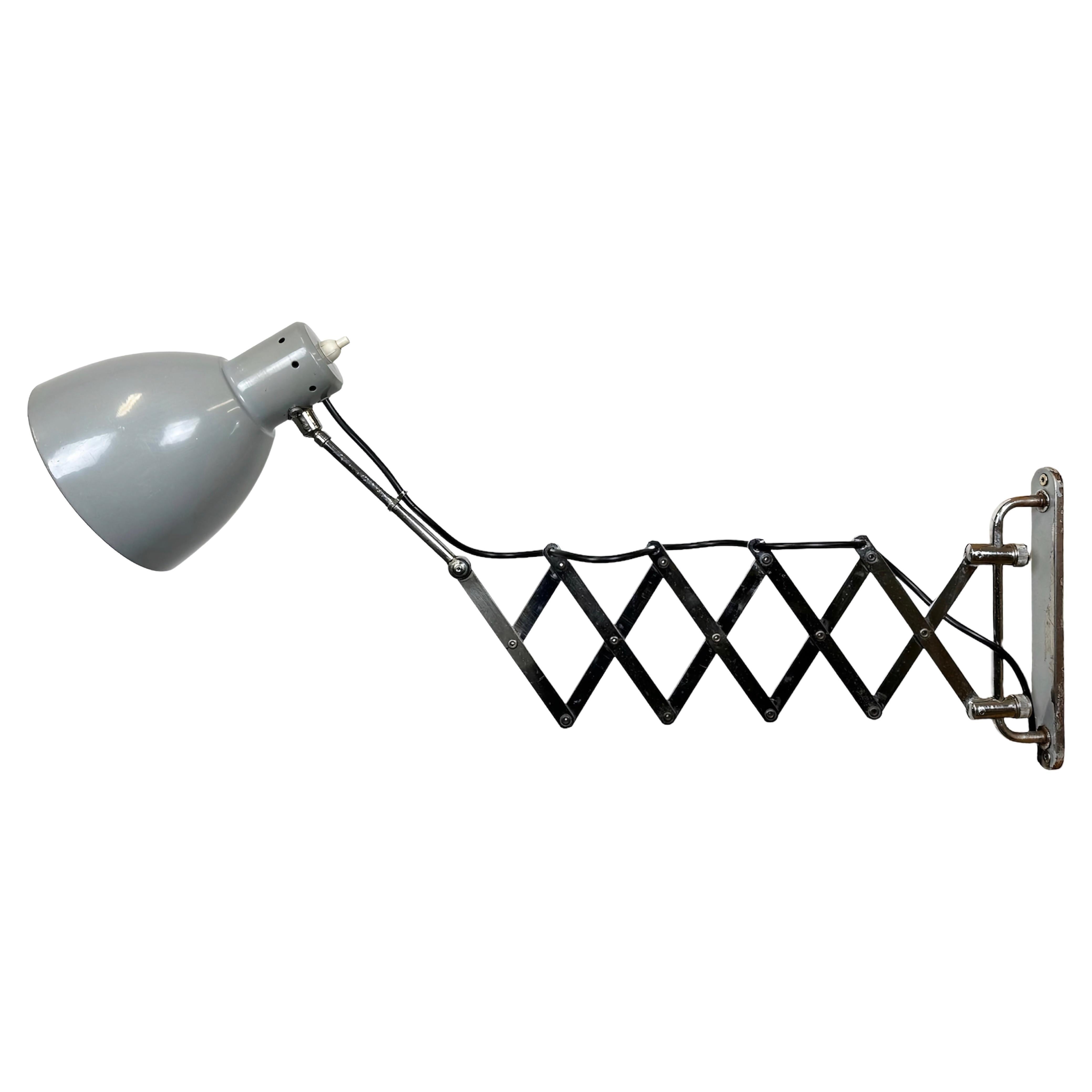 Grey Industrial Italian Scissor Wall Lamp, 1960s For Sale