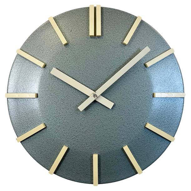 Grey Industrial Office Wall Clock from Pragotron, 1970s For Sale at 1stDibs