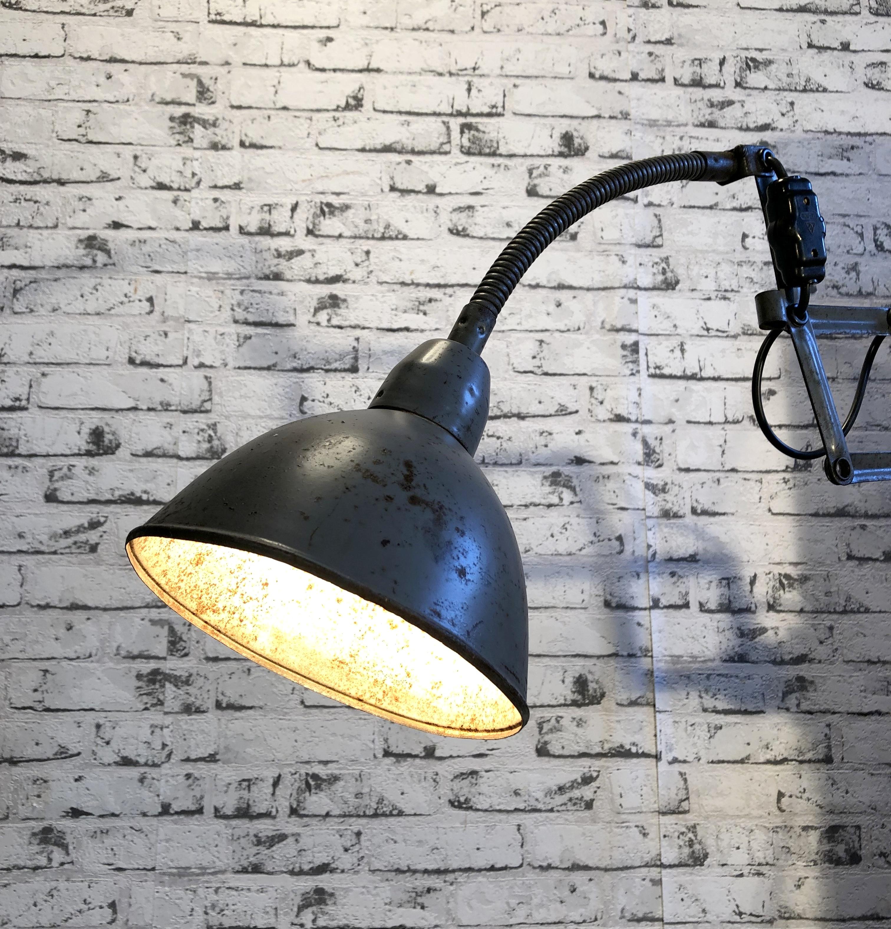 Grey Industrial Scissor Wall Lamp, 1960s 5