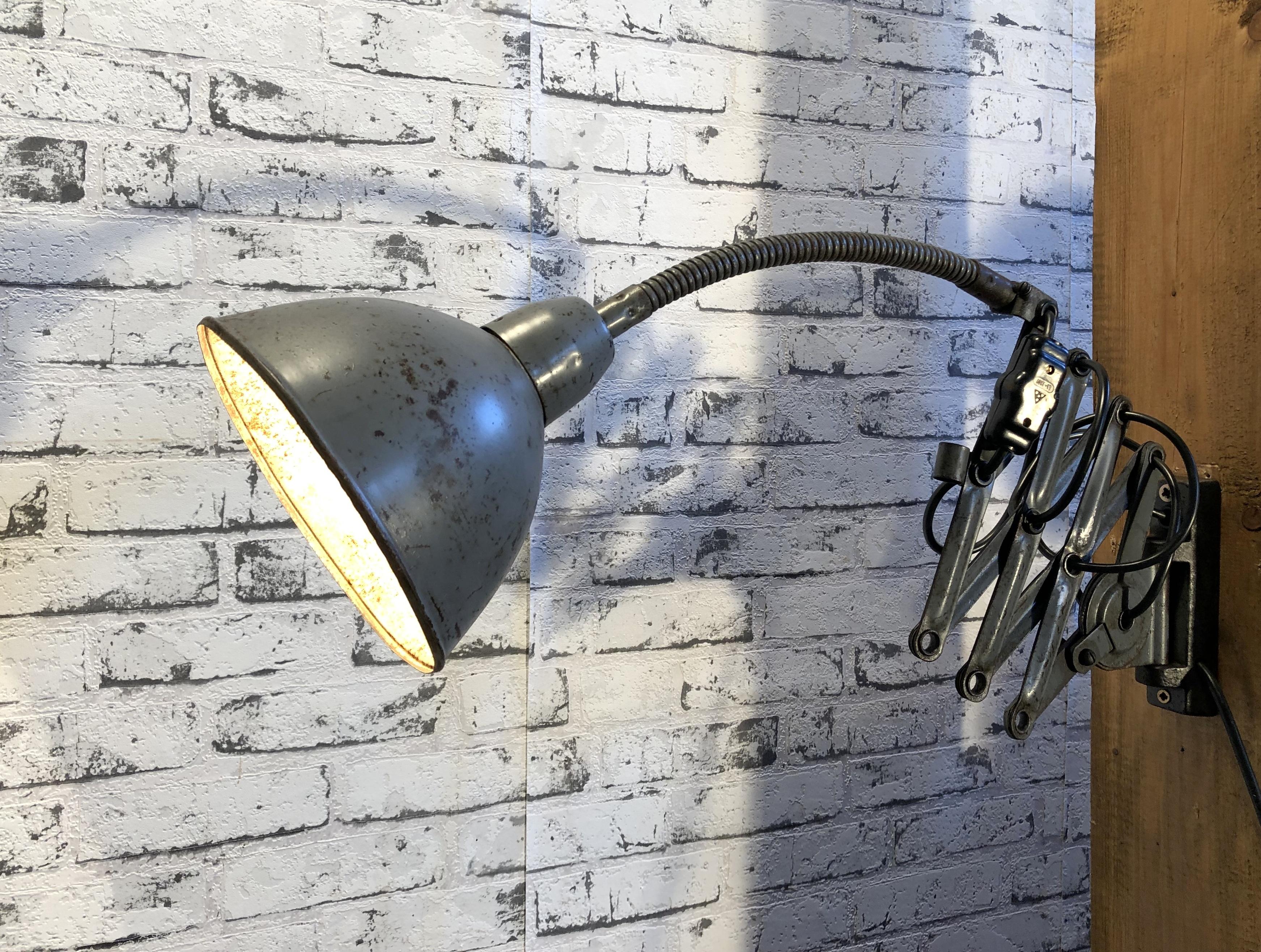 Grey Industrial Scissor Wall Lamp, 1960s 7