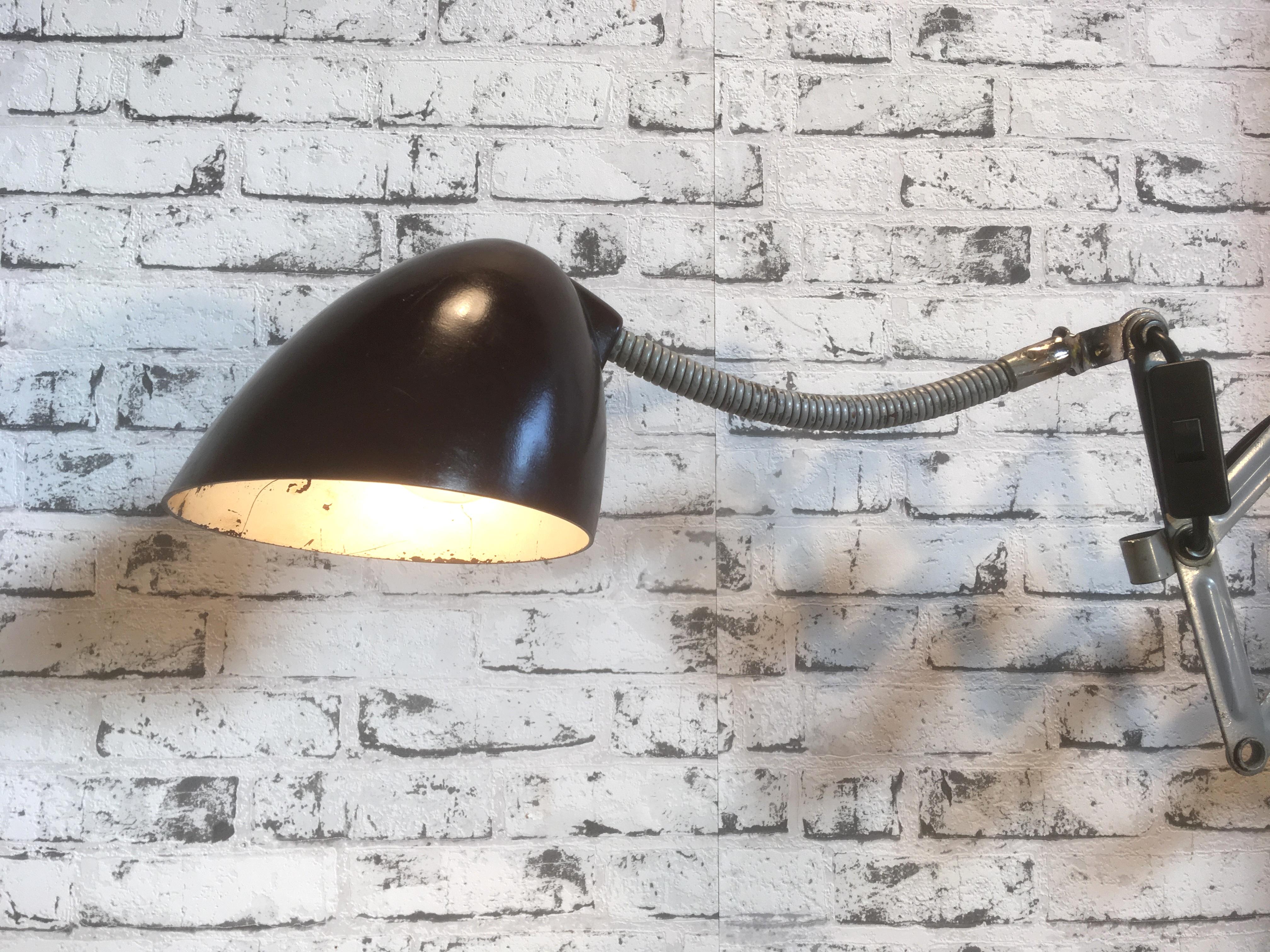 Grey Industrial Scissor Wall Lamp, 1960s 2