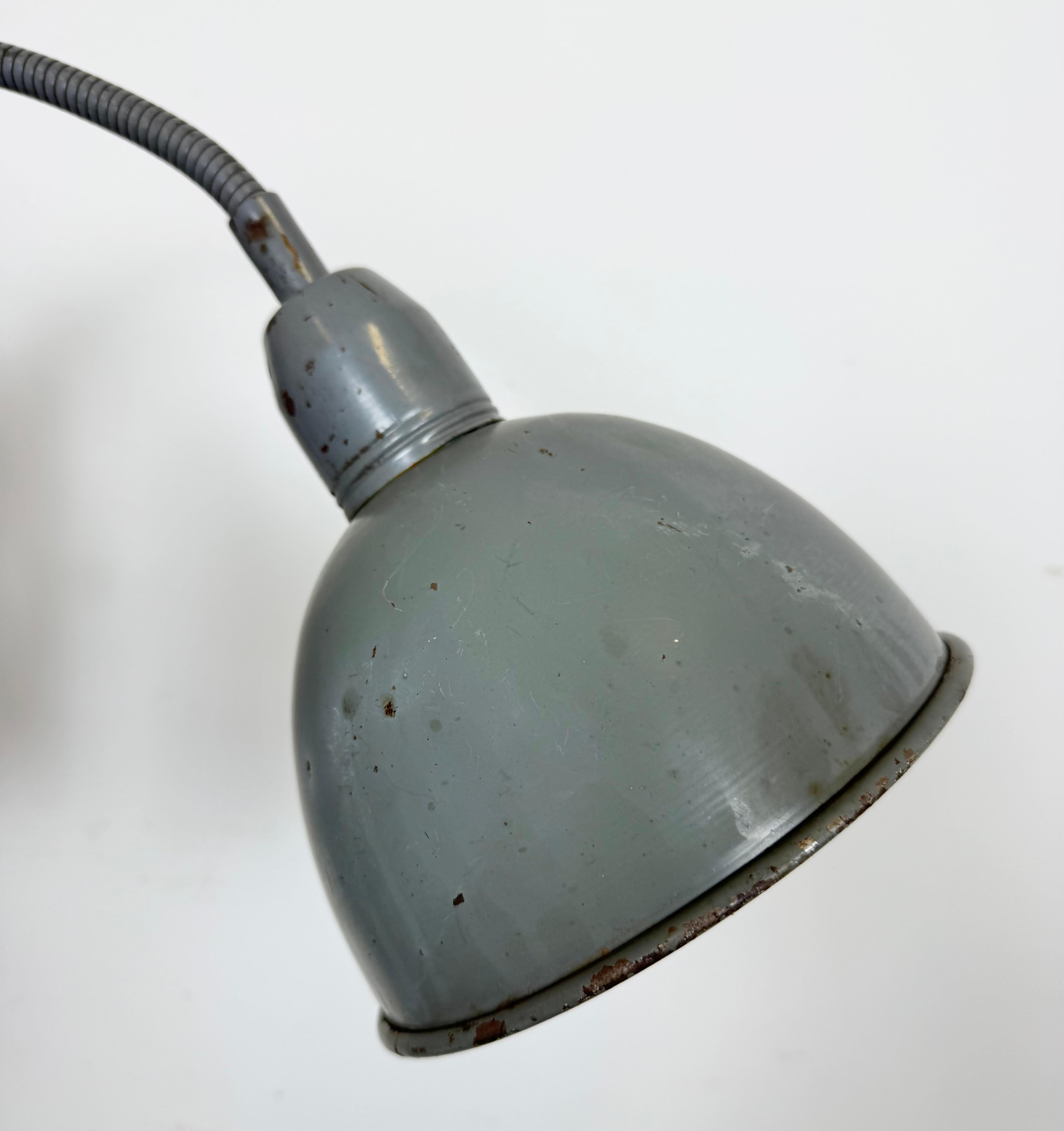 Grey Industrial Scissor Wall Lamp from Elektroinstala, 1960s For Sale 5