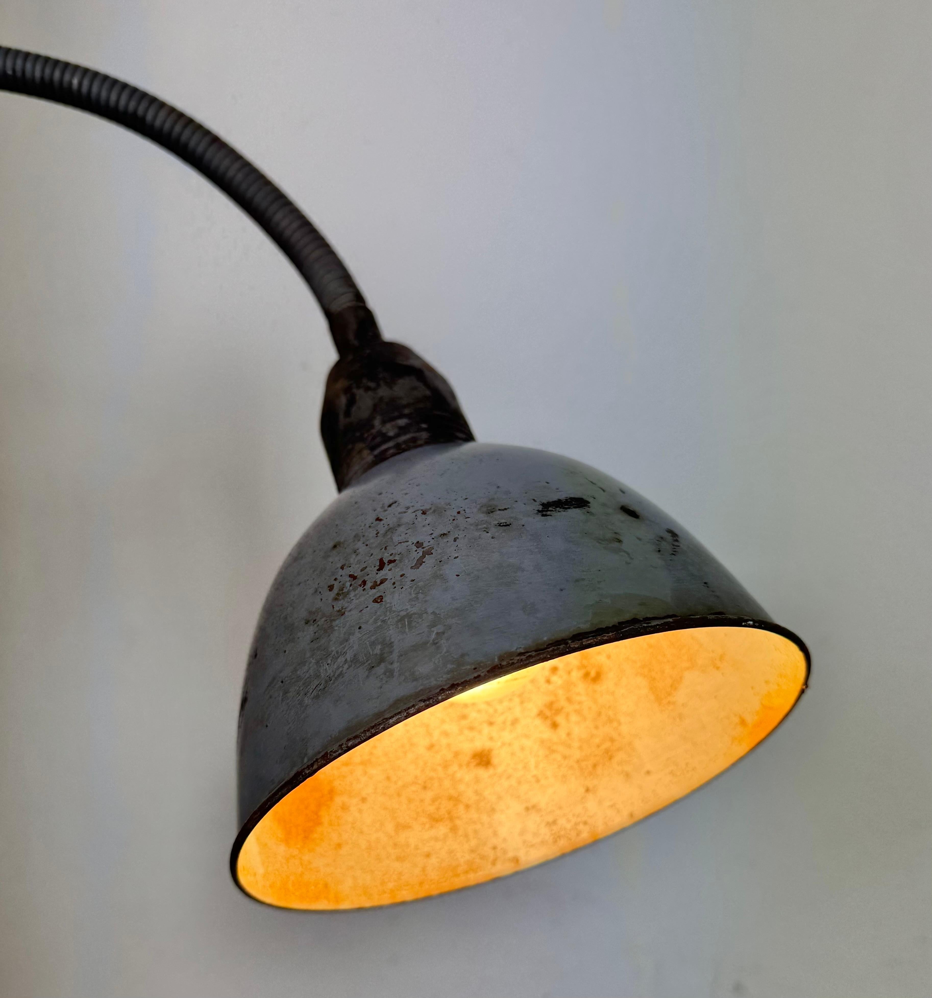 Grey Industrial Scissor Wall Lamp from Elektroinstala, 1960s For Sale 8